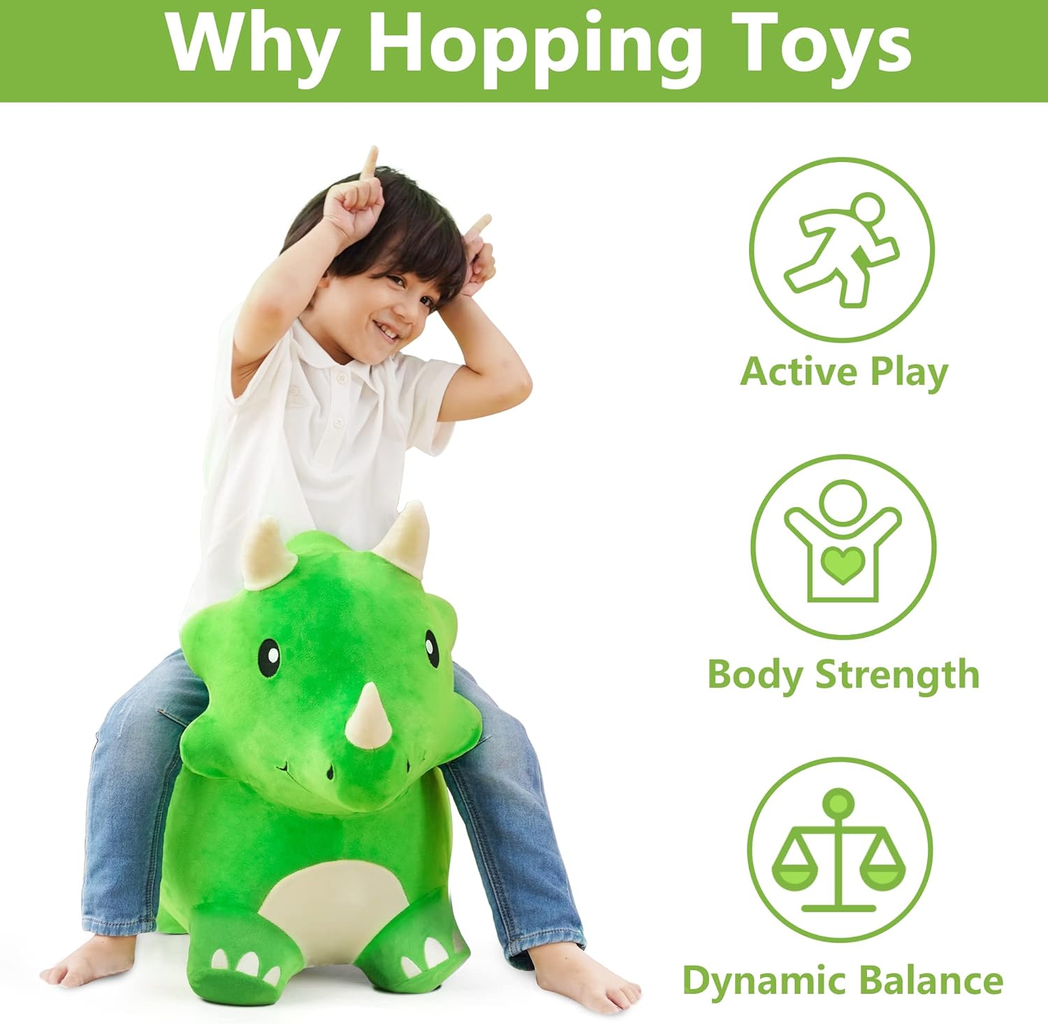 iPlay iLearn Bouncy Dinosaur Hopper Toy for Kids
