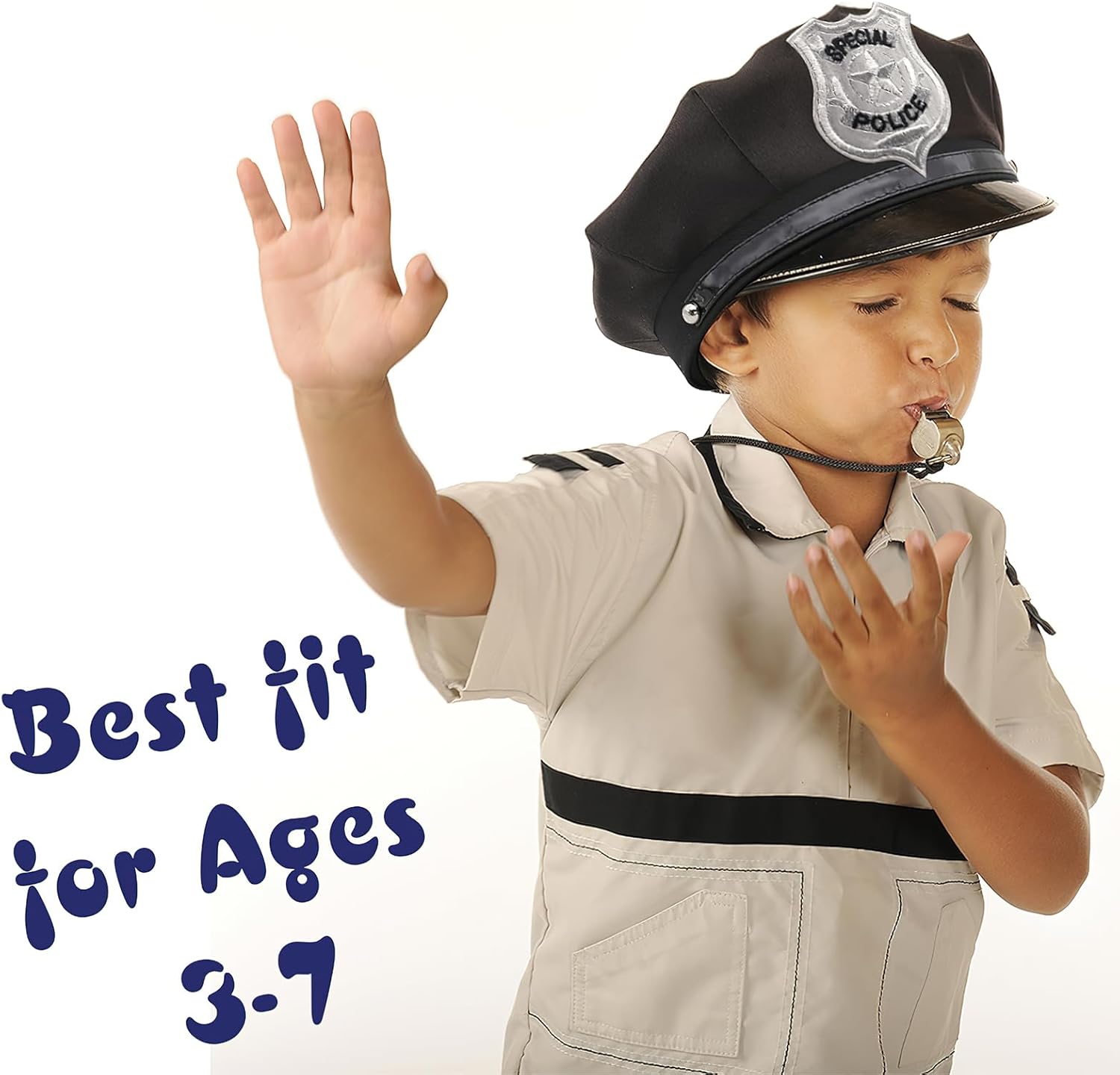 3 Otters Police Hat with Whistle and Accessories Set for Kids