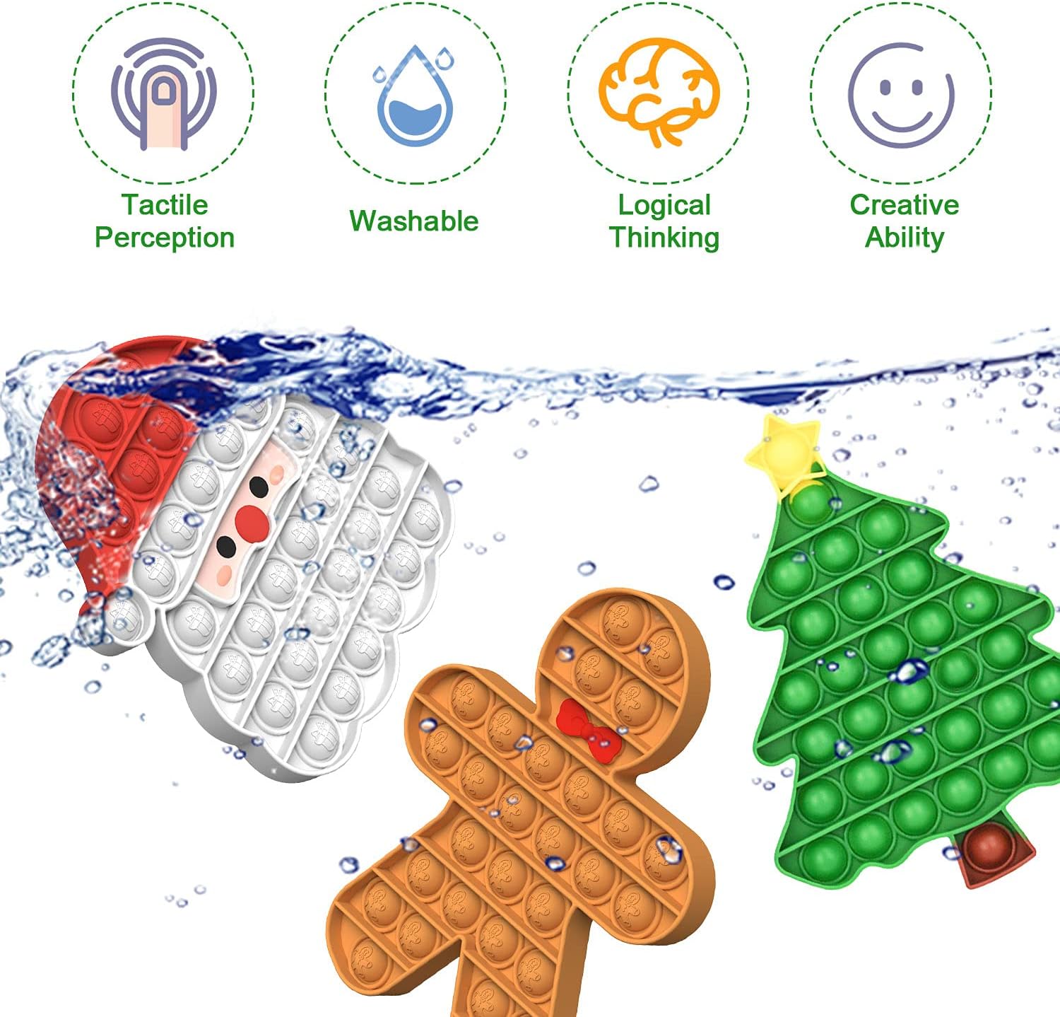 Amplelife Christmas Pop Fidget Toys - Santa Gingerbread Man