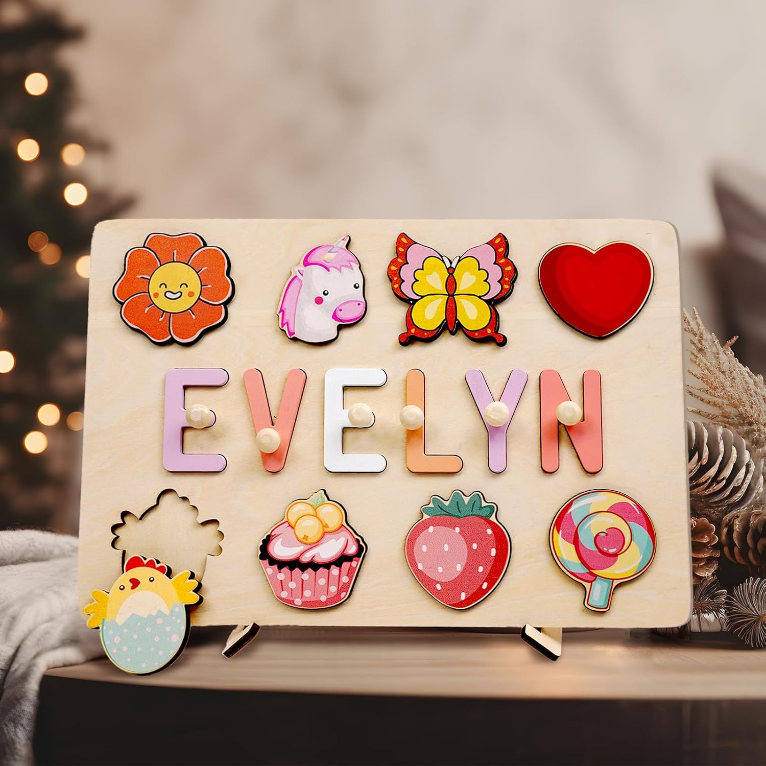 Personalized Wooden Name Puzzle for Kids 1 Year Old Boy Girl