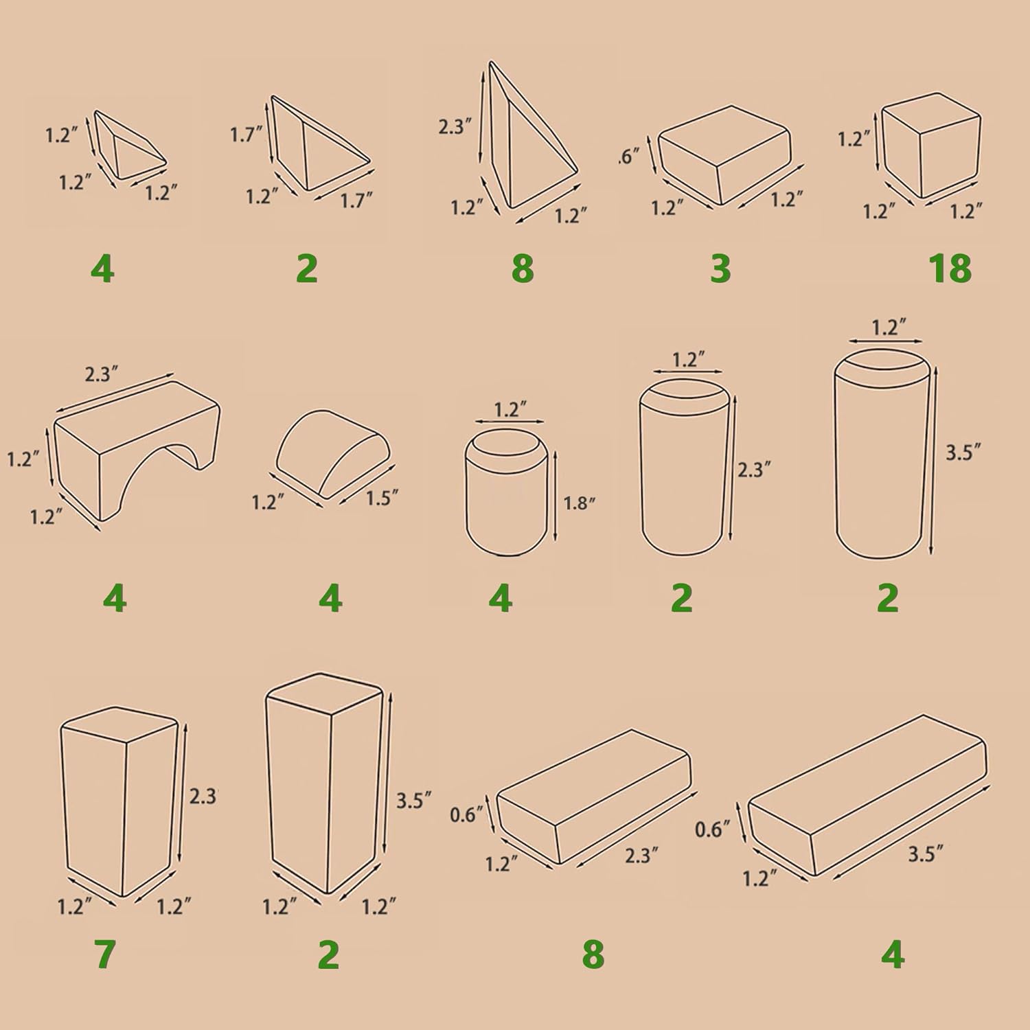 iPlay iLearn Wooden Block Set for Kids 3