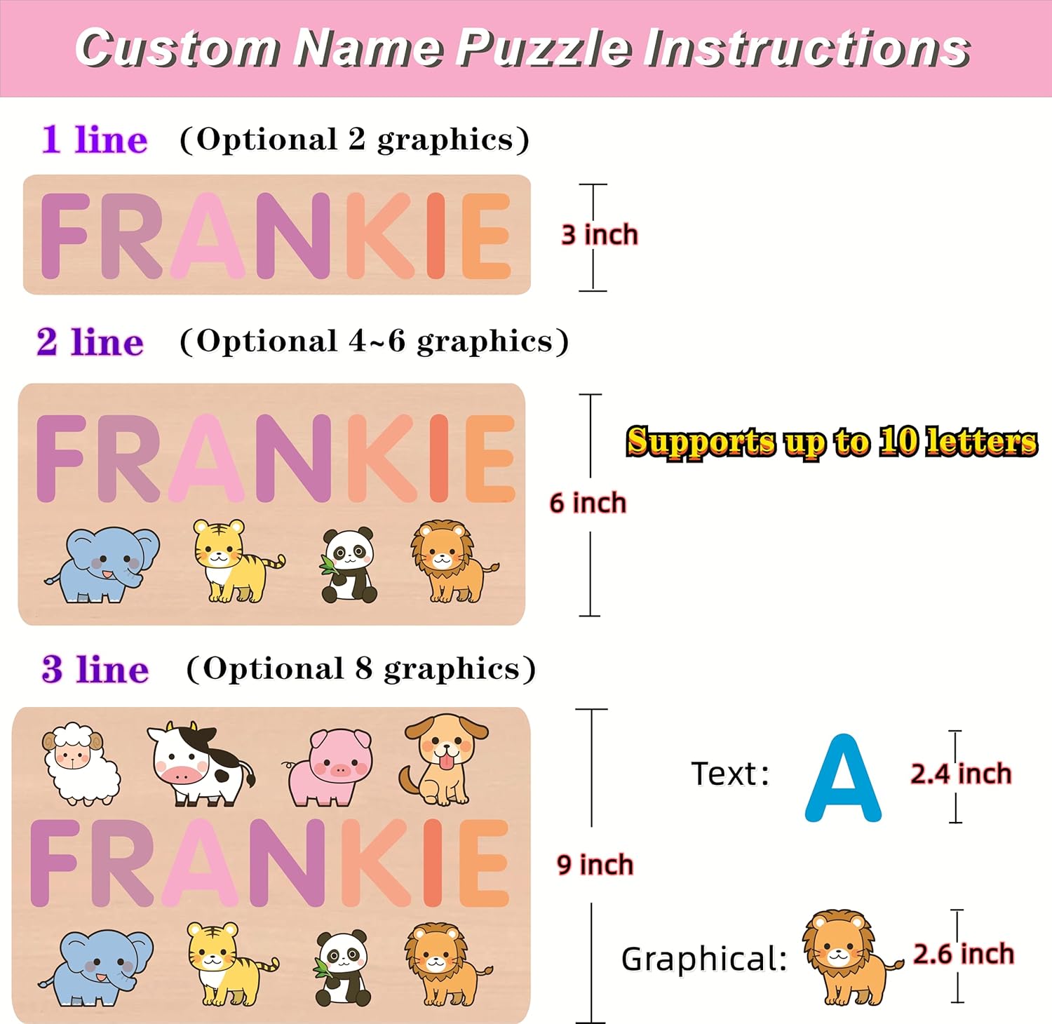 Vnque Personalized Wooden Name Puzzles for Kids