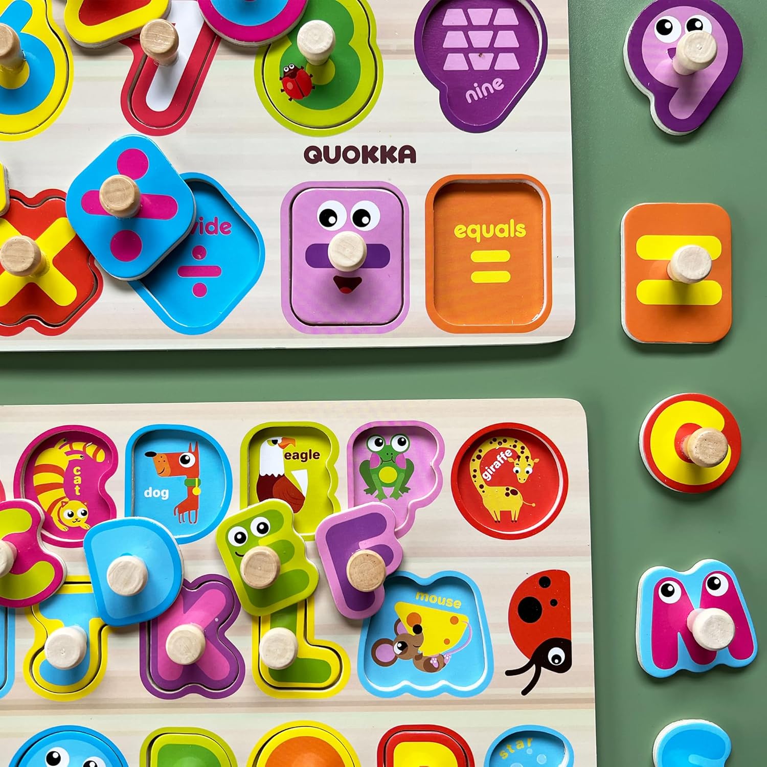 QUOKKA Wooden Toddler Puzzles 6XSET Learning Set
