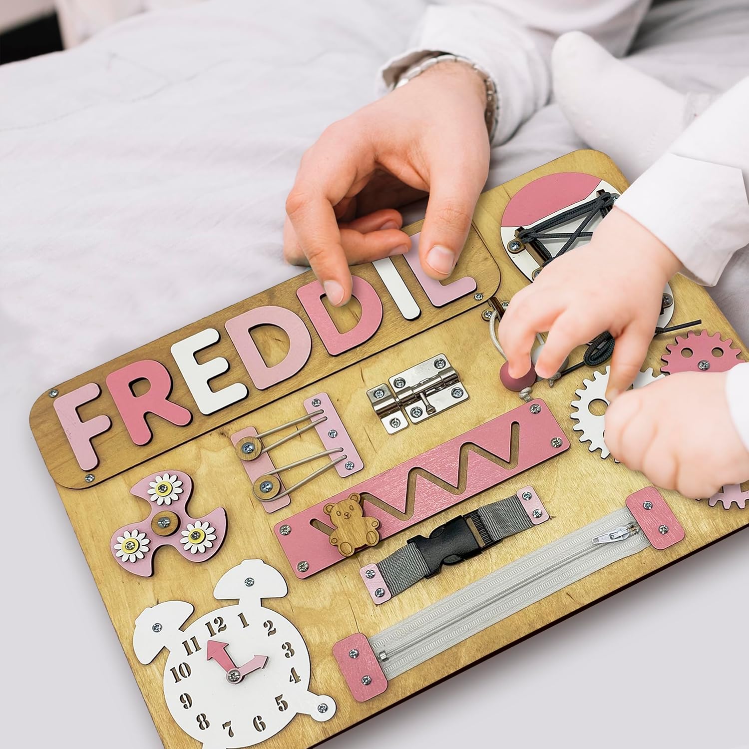 Custom Name Puzzle for Toddlers Wooden Busy Board