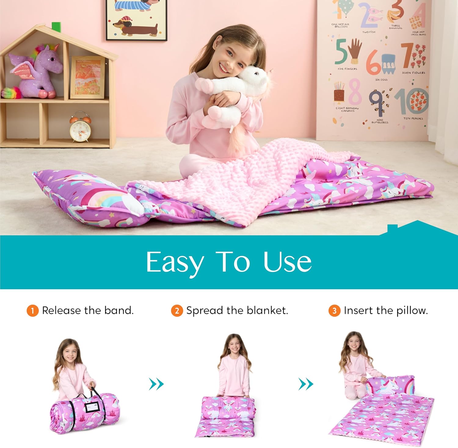 Joiedomi Toddler Nap Mat with Pillow and Blanket 1