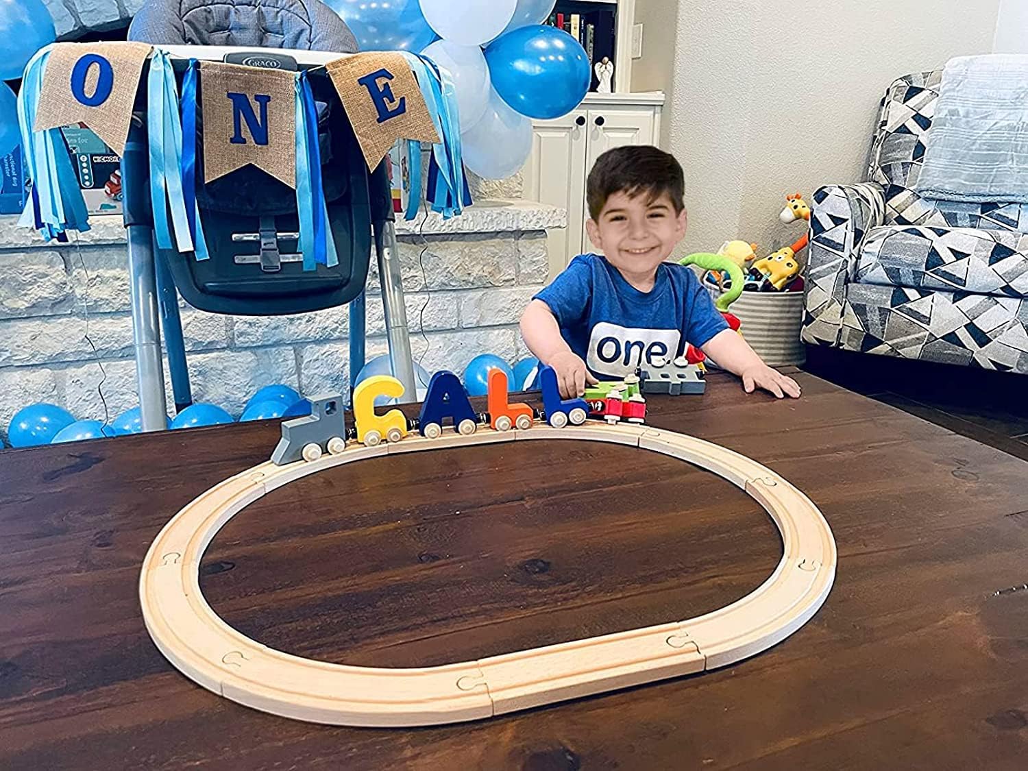 KIDZCO Wooden Name Puzzle Trains for Kids