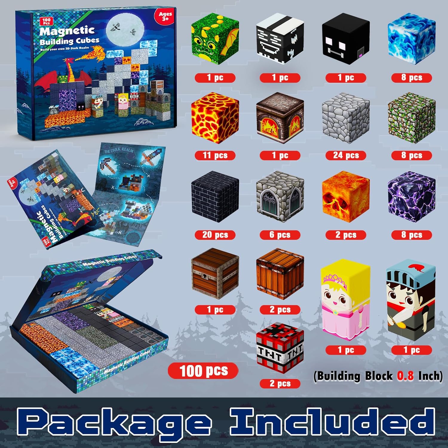 Magnetic Blocks - 100PCS Dark Mechanical Guardian Castle Building Set
