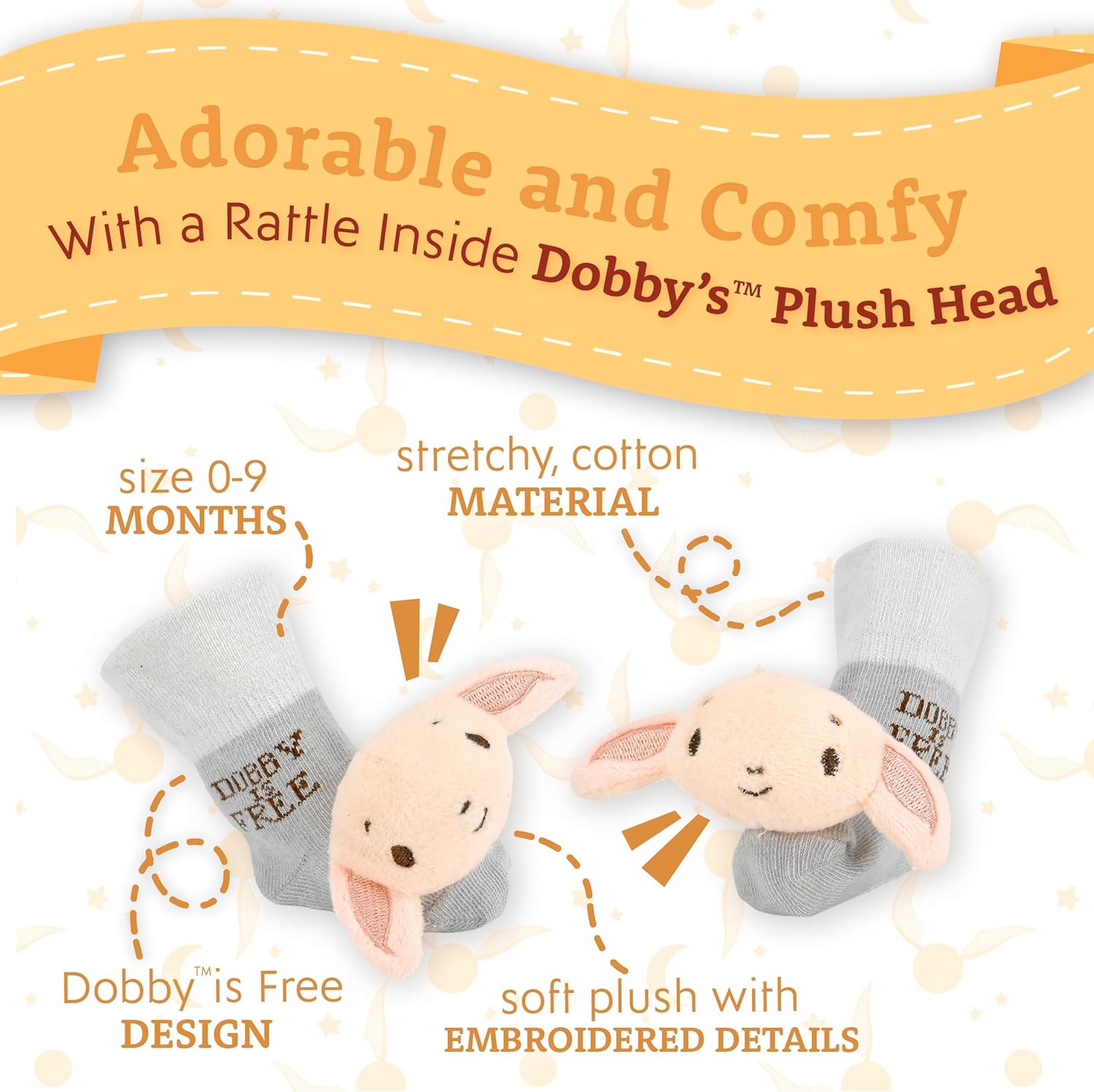 Kids Preferred Harry Potter Dobby Socks with Rattle