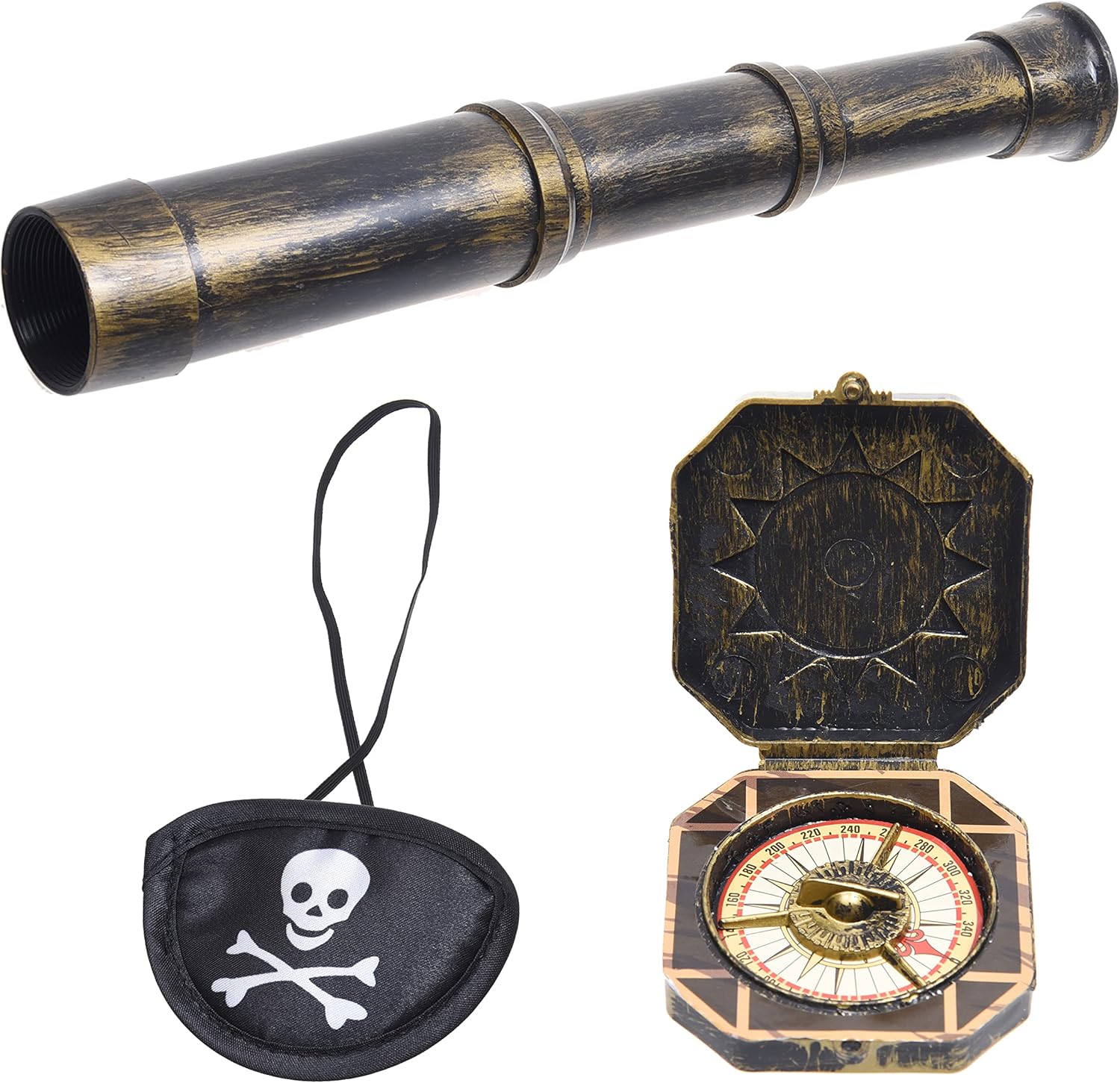 Eco-Fused Pirate Themed Telescope Compass Prop Set