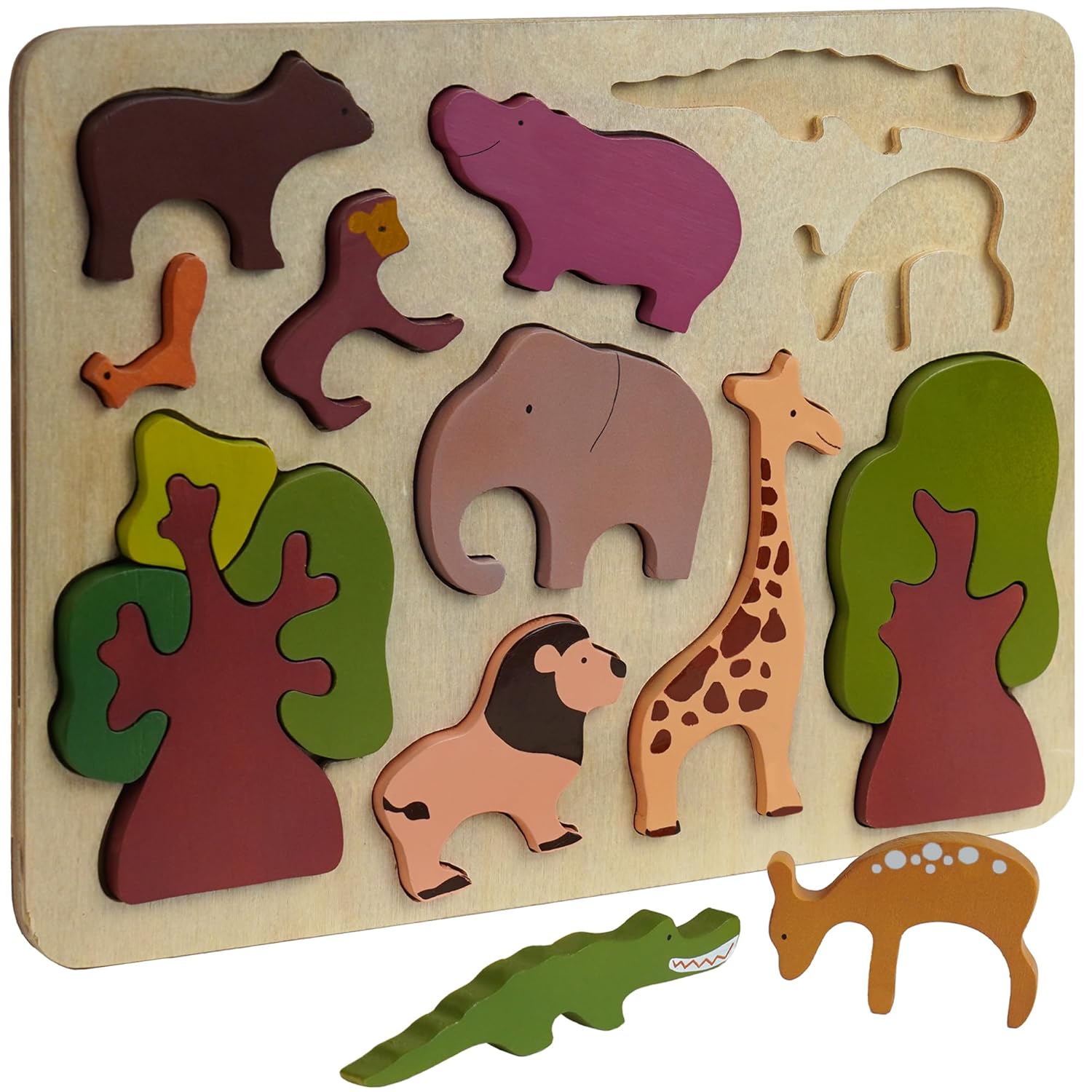 Chippi Co Wooden Peg Puzzles for Toddlers 1-3