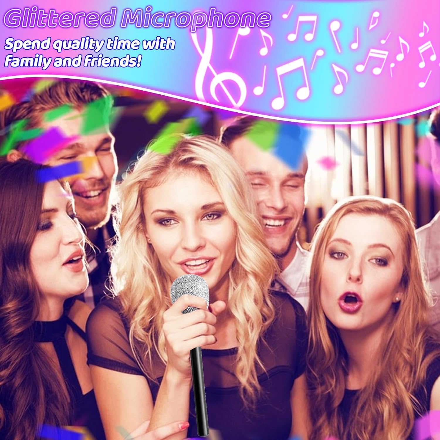 6PCS Glittered Plastic Microphone Props for Kids