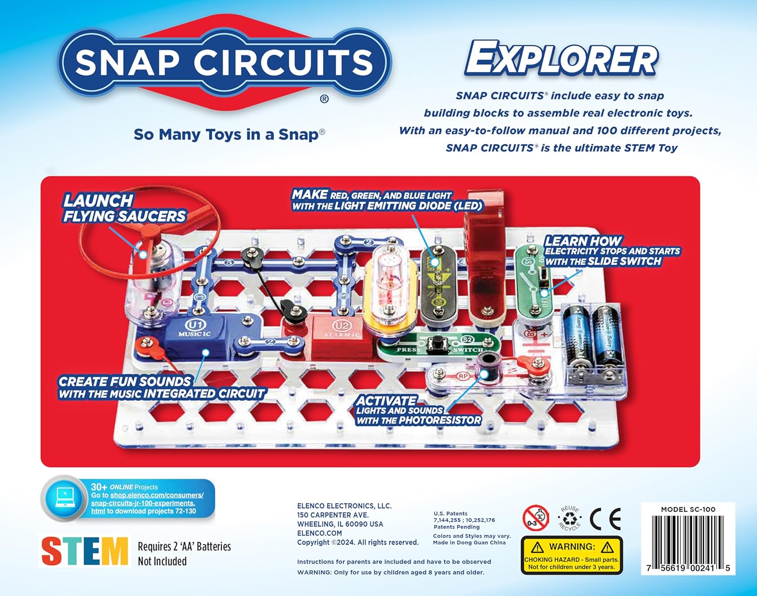 Snap Circuits Jr SC-100 Electronics Kit for Kids 8