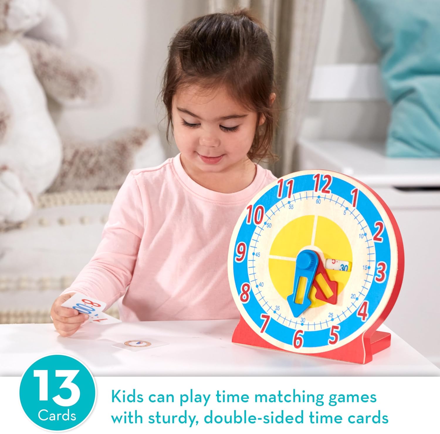 Melissa Doug Turn Tell Wooden Clock Red 1