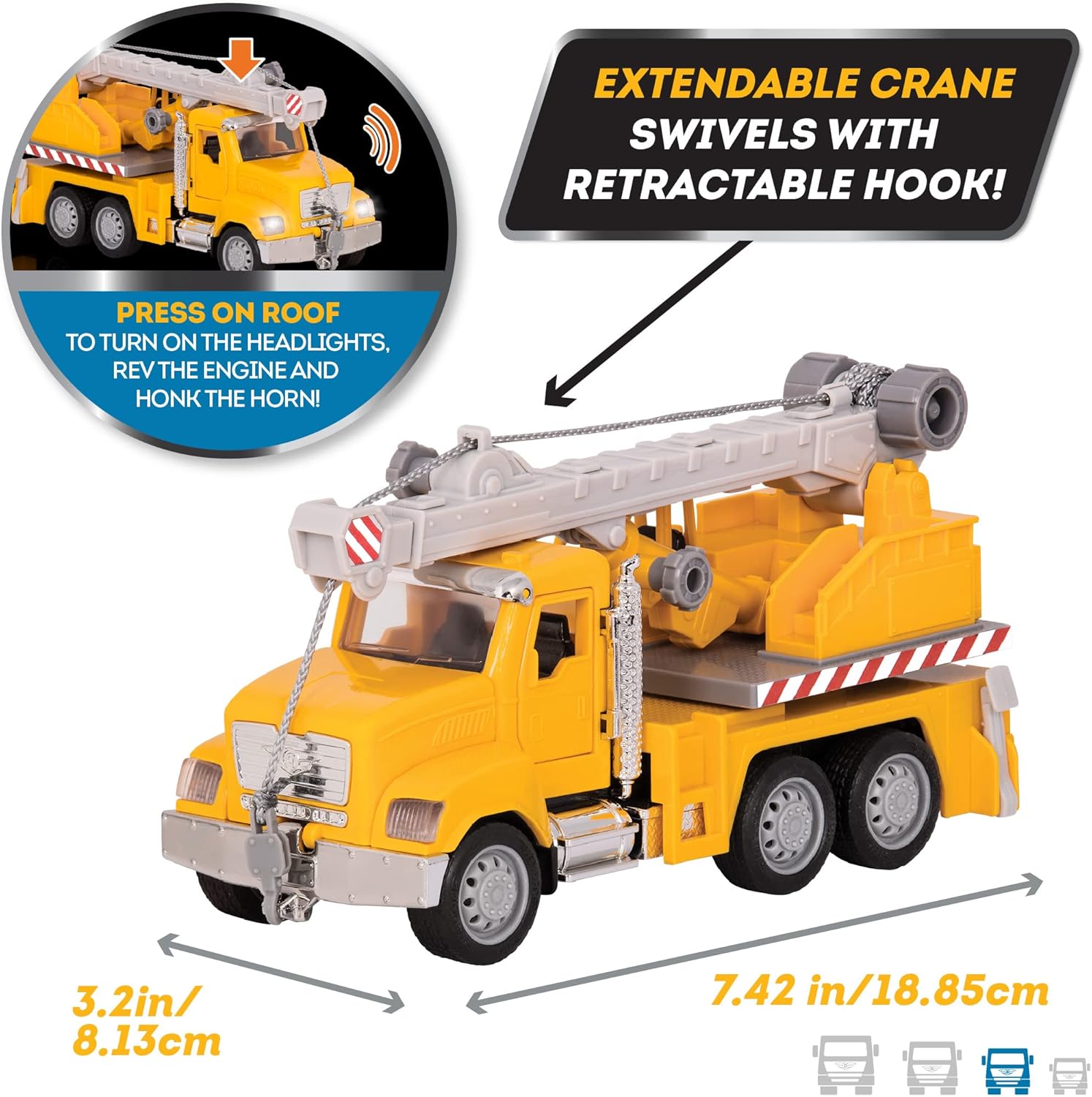 DRIVEN by Battat Micro Crane Truck Yellow 1