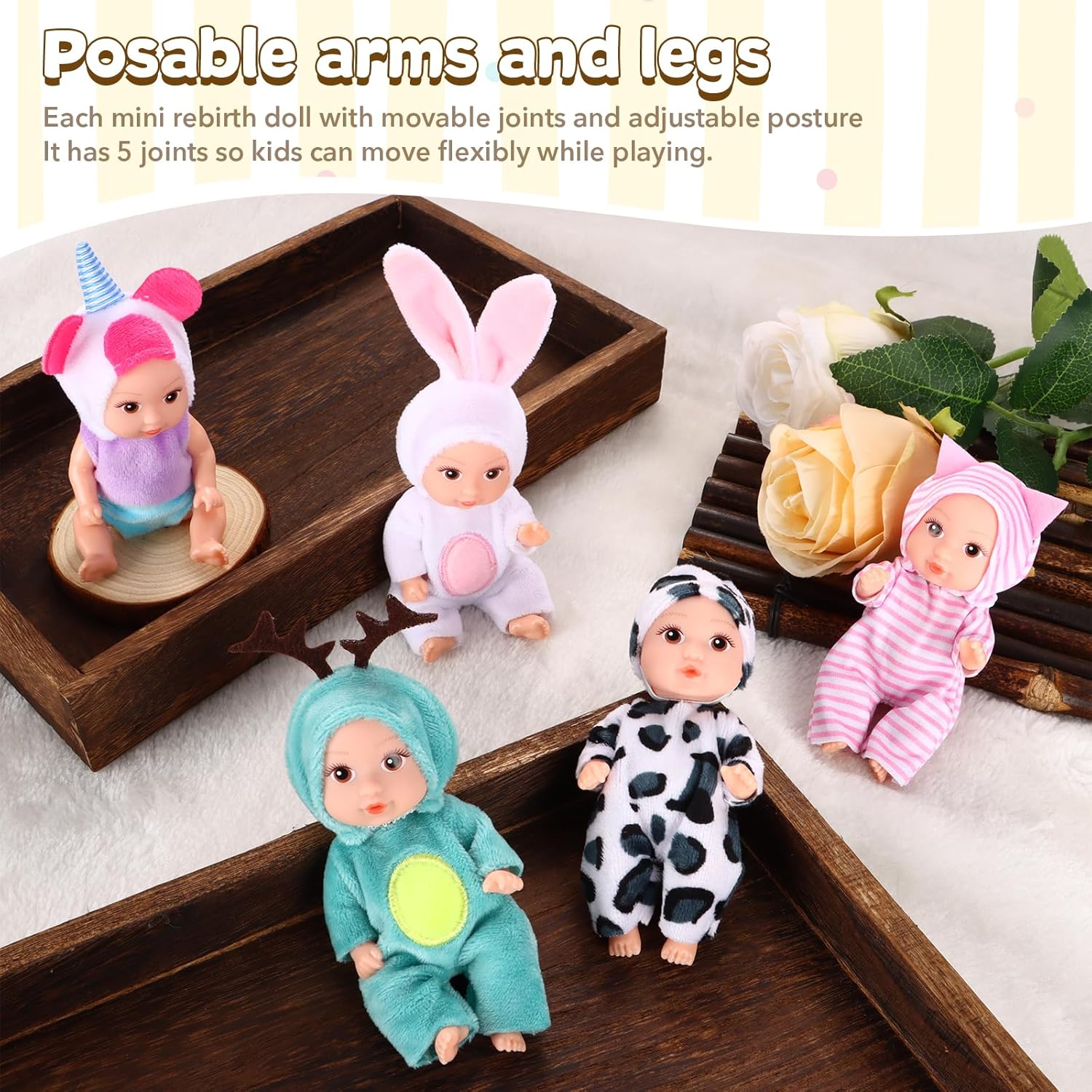 10 Pcs 4 Inch Mini Baby Dolls Playset