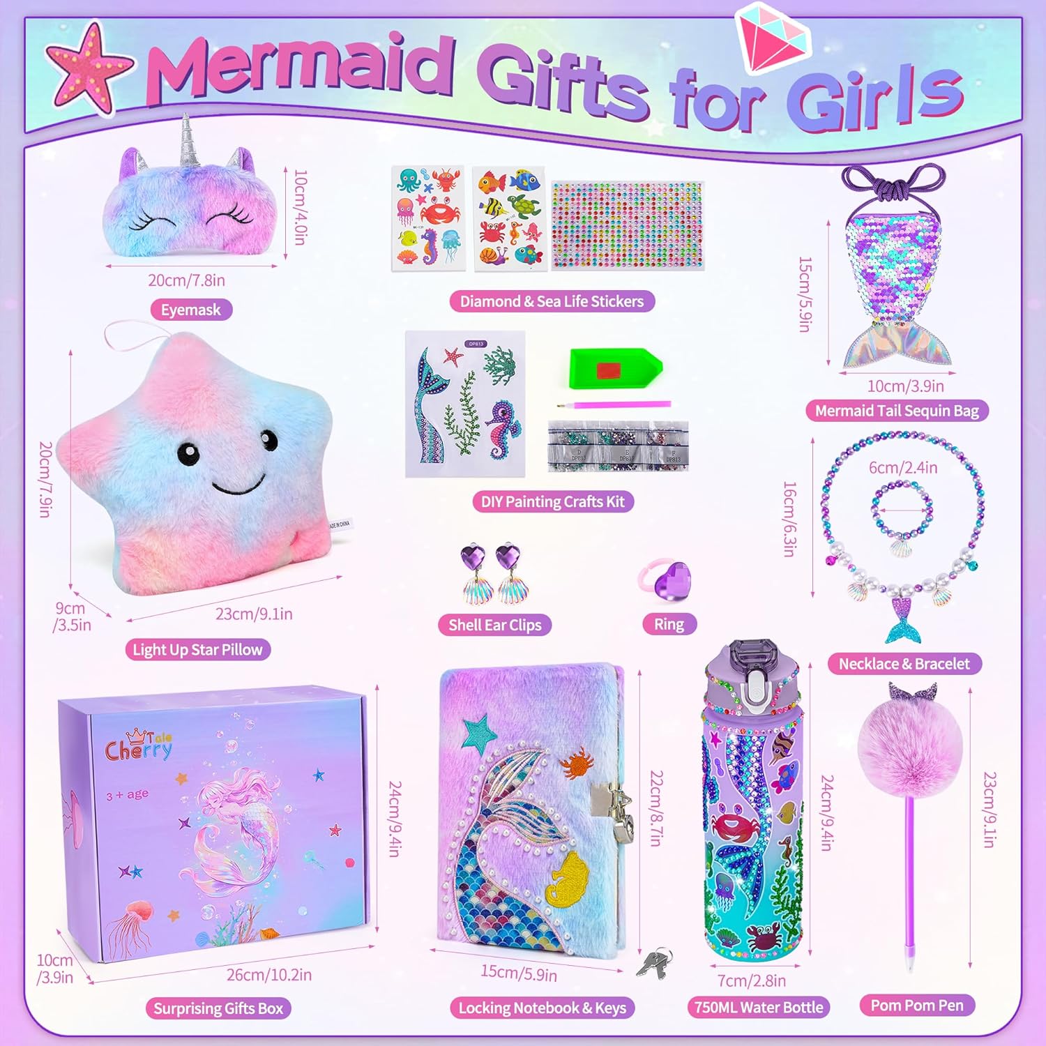 Cherry Tale Mermaid Gift Set for Girls 4-10