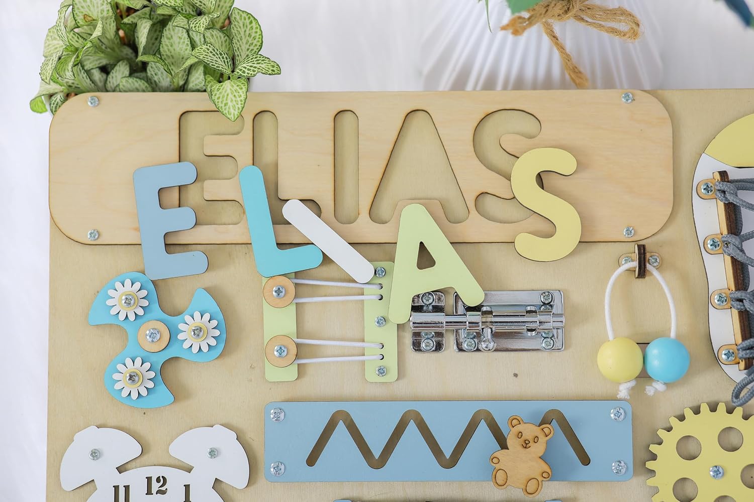 Custom Name Puzzle for Toddlers Wooden Busy Board