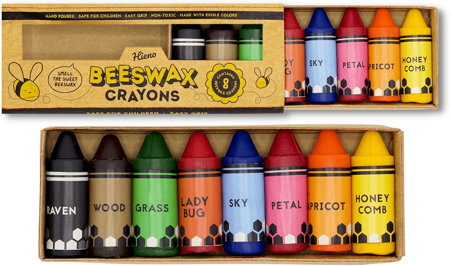 Hieno 100 Pure Beeswax Crayons - Natural Jumbo Sizes for Toddlers