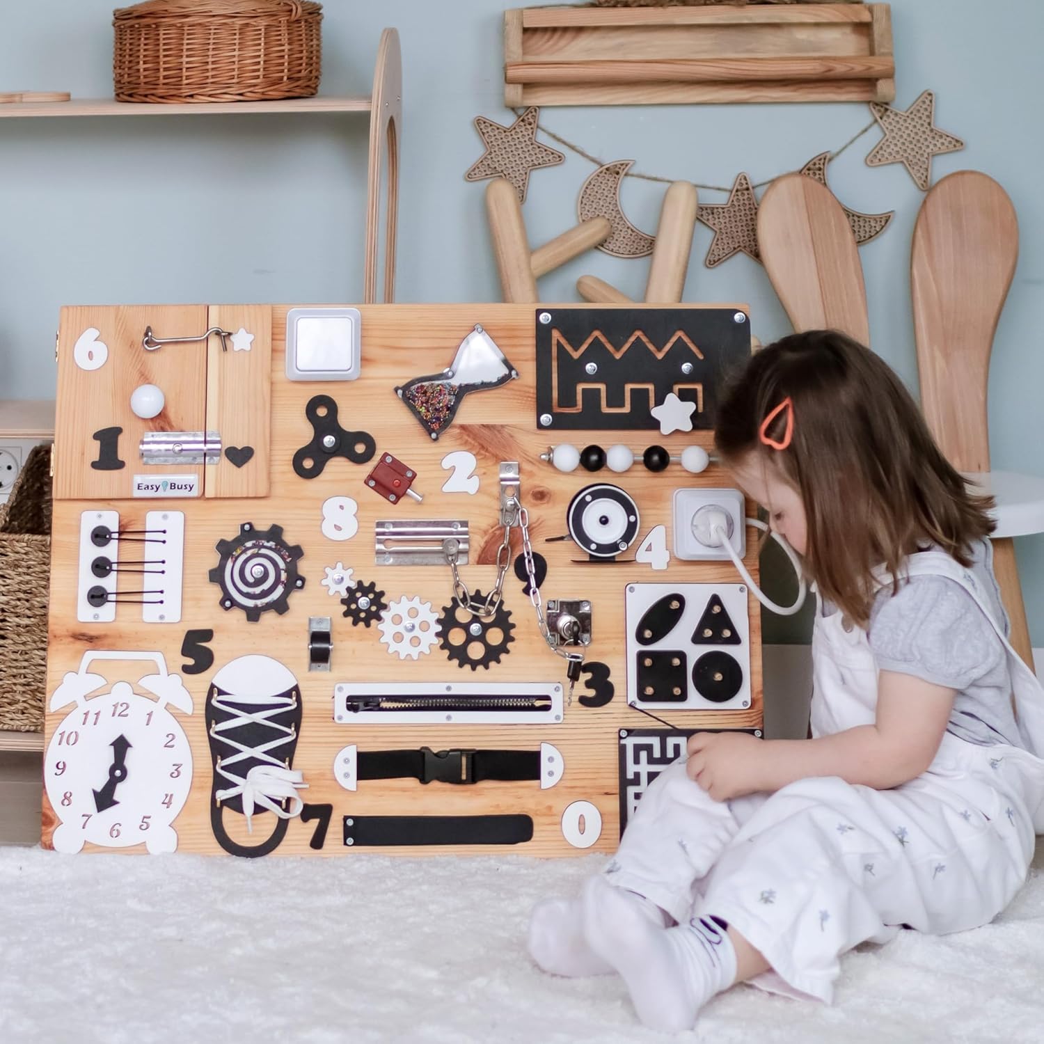 Toddler Activity Board Montessori Busy Board with Fidget Elements