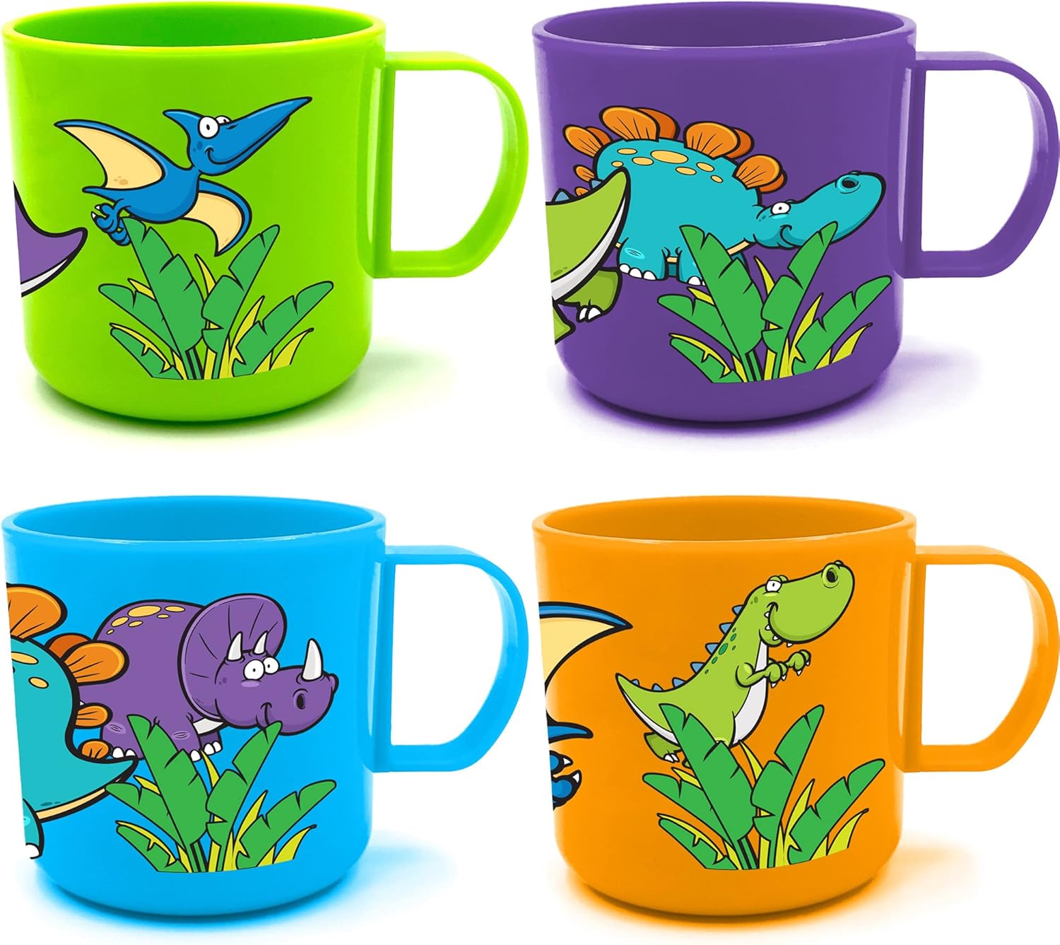 ArtCreativity Dinosaur Mugs Set of 4 3-Inch Kids Cups
