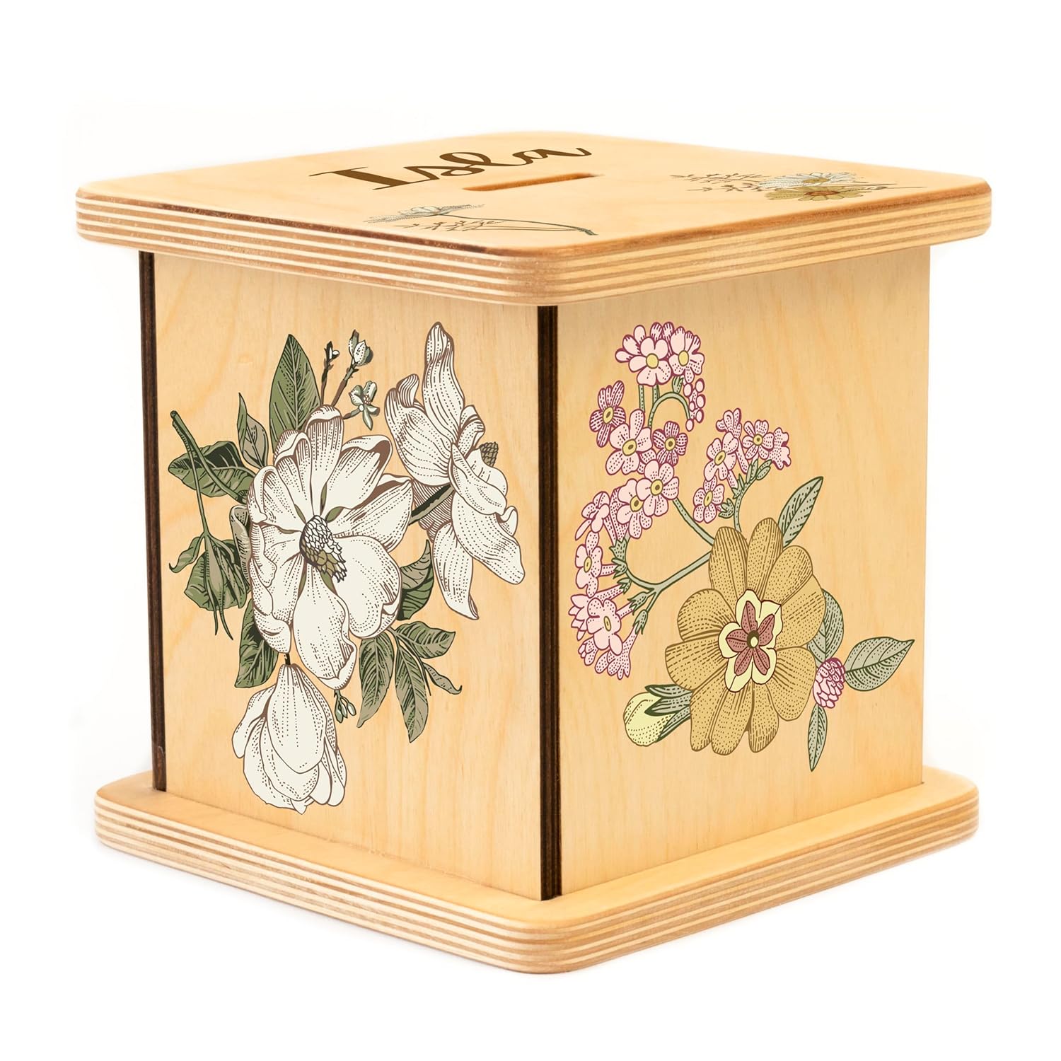 BloomOwl Wooden Piggy Bank Personalized for Kids and Adults