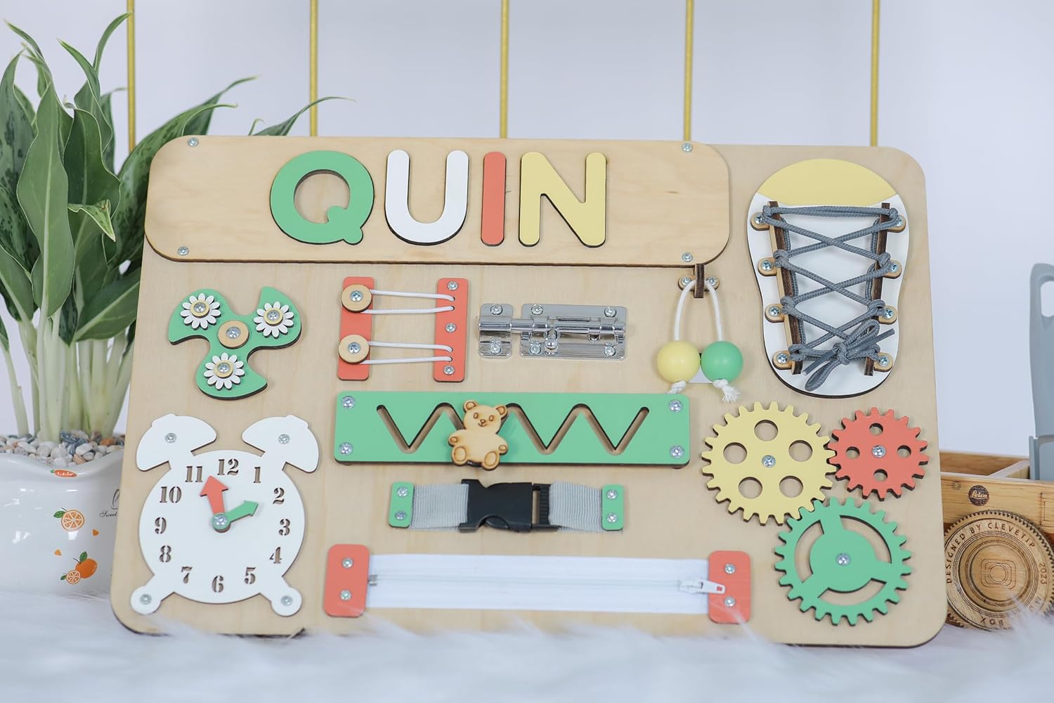 Custom Name Puzzle for Toddlers Wooden Busy Board