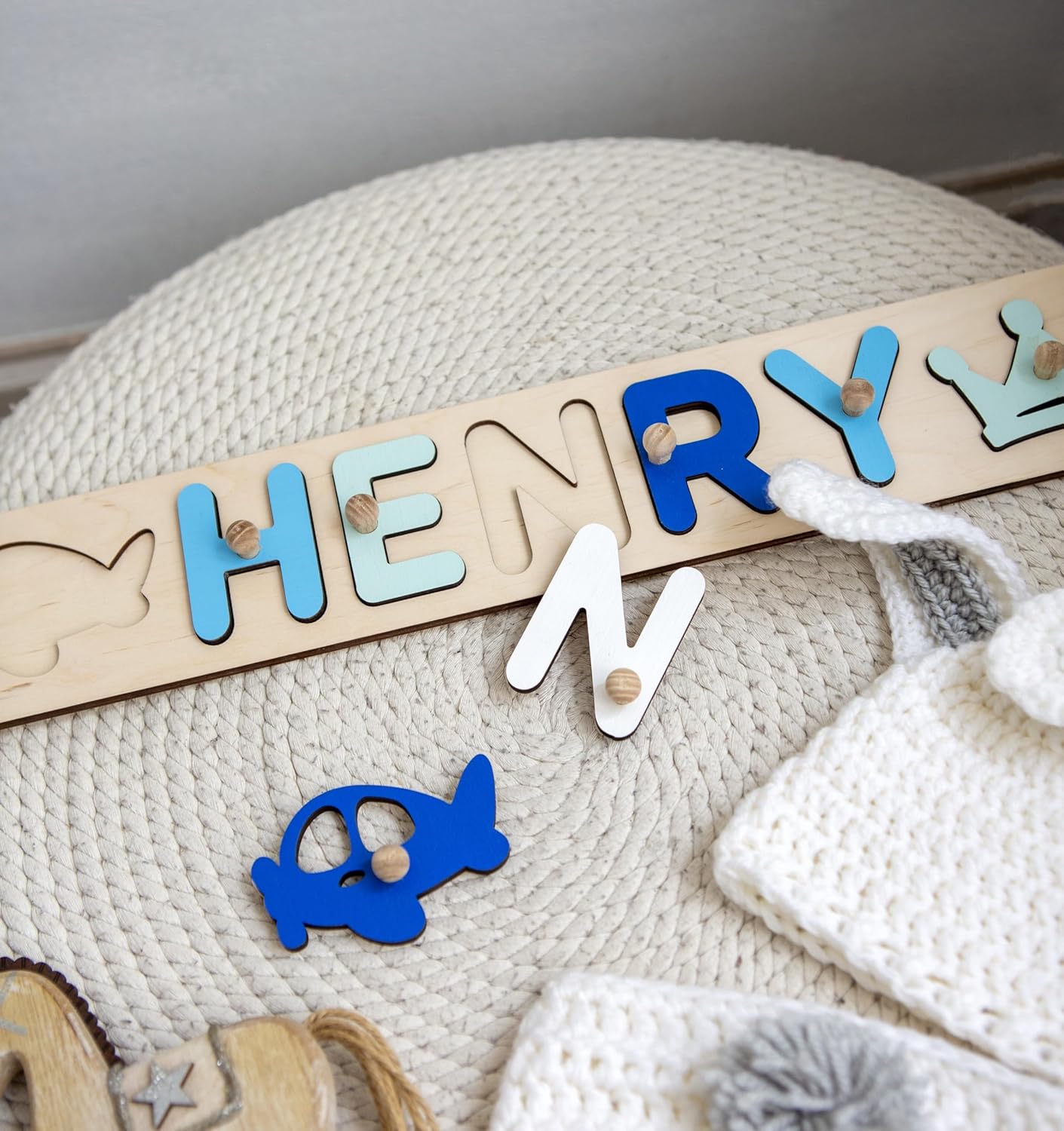 Custom Wooden Name Puzzle for Baby 1st Birthday Gift
