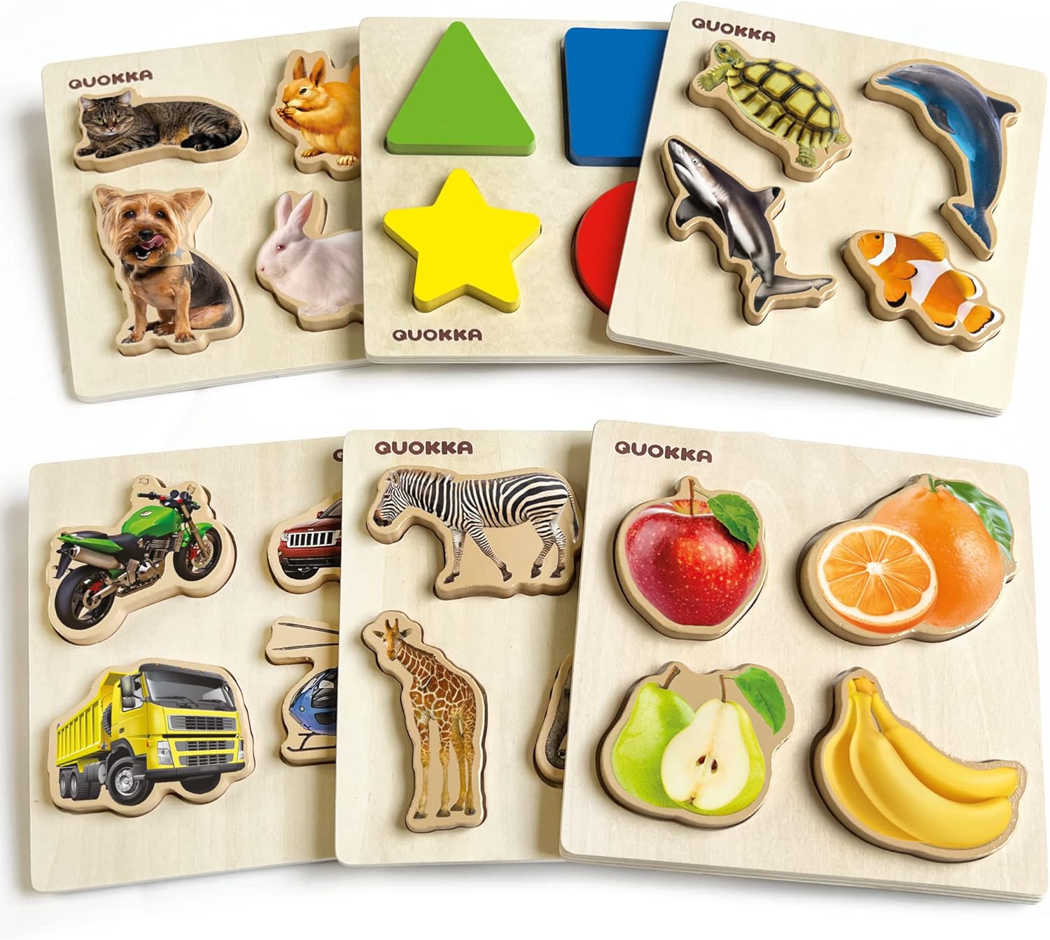 QUOKKA Wooden Peg Puzzles for Toddlers 1-3