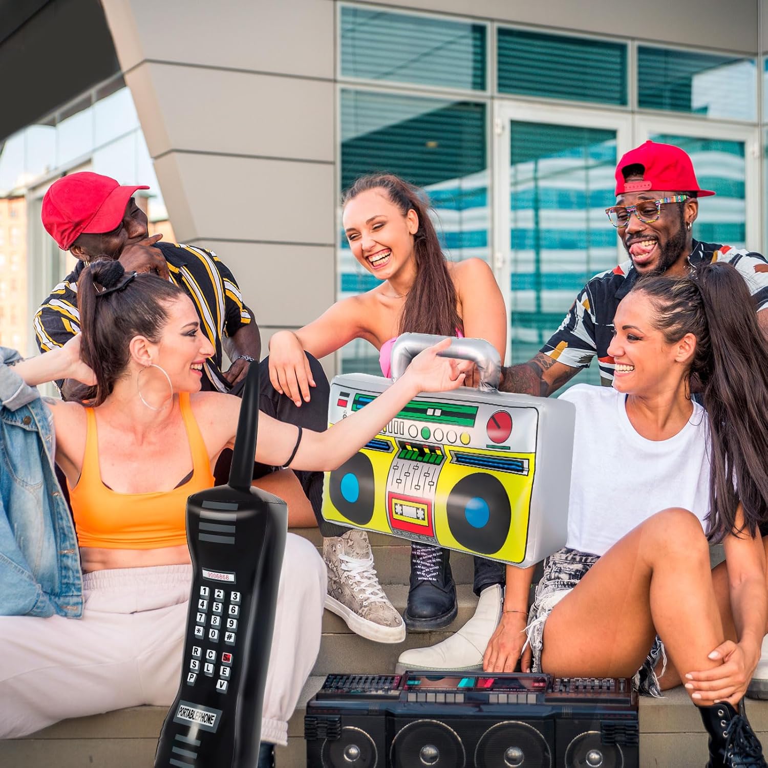 YOTHORN Retro Inflatable Boombox and Phone for Parties