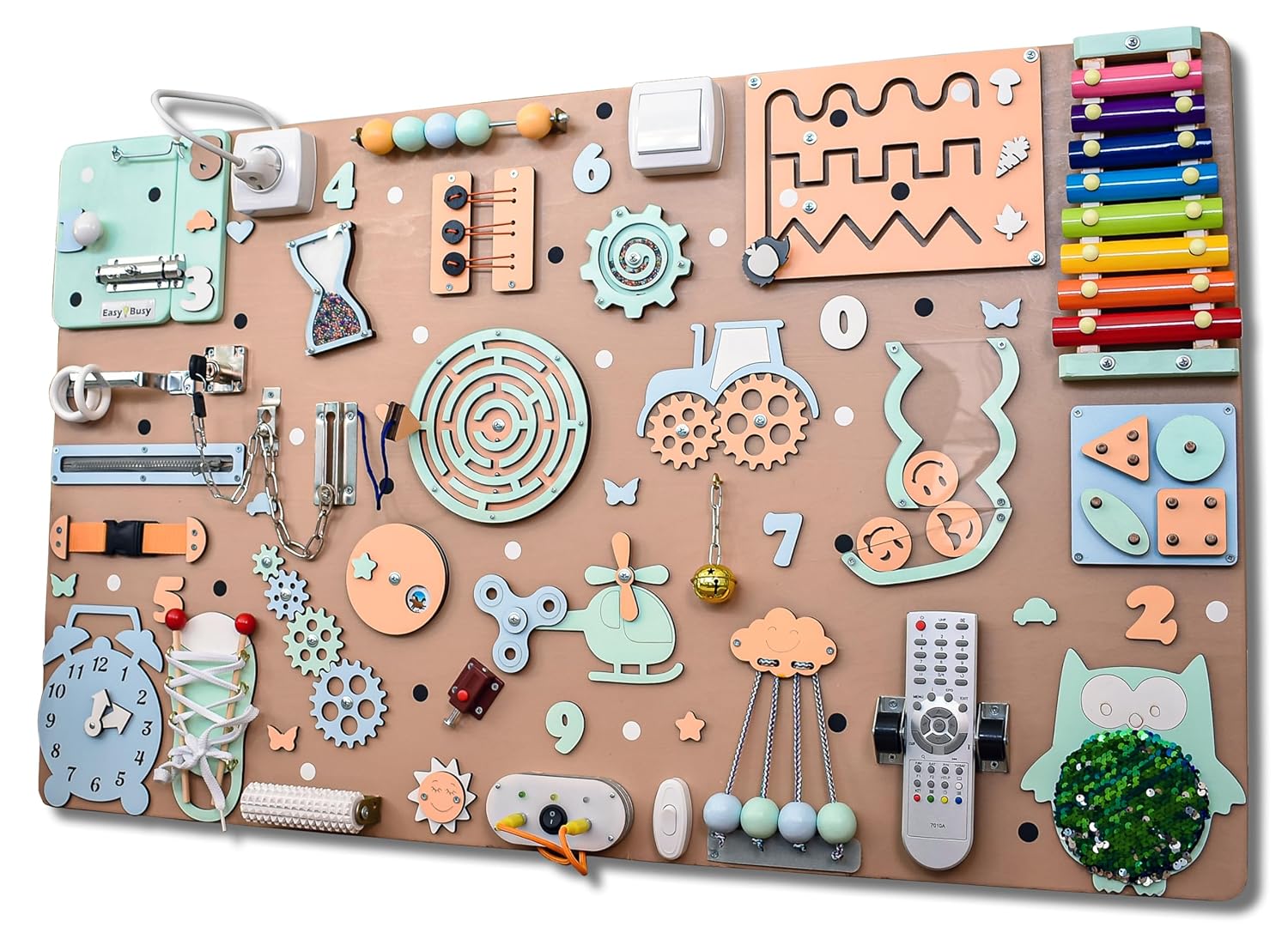 EasyBusy4kids Toddler Sensory Busy Board for 1st Birthday Gifts