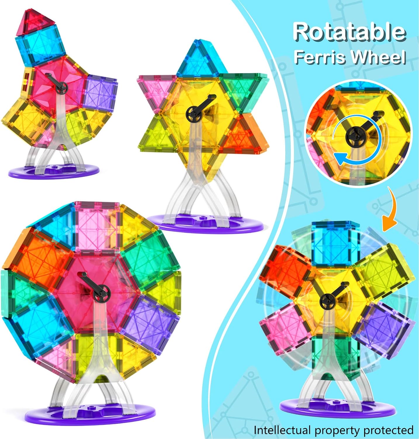 Jasonwell 100pcs Magnetic Tiles Building Blocks Set