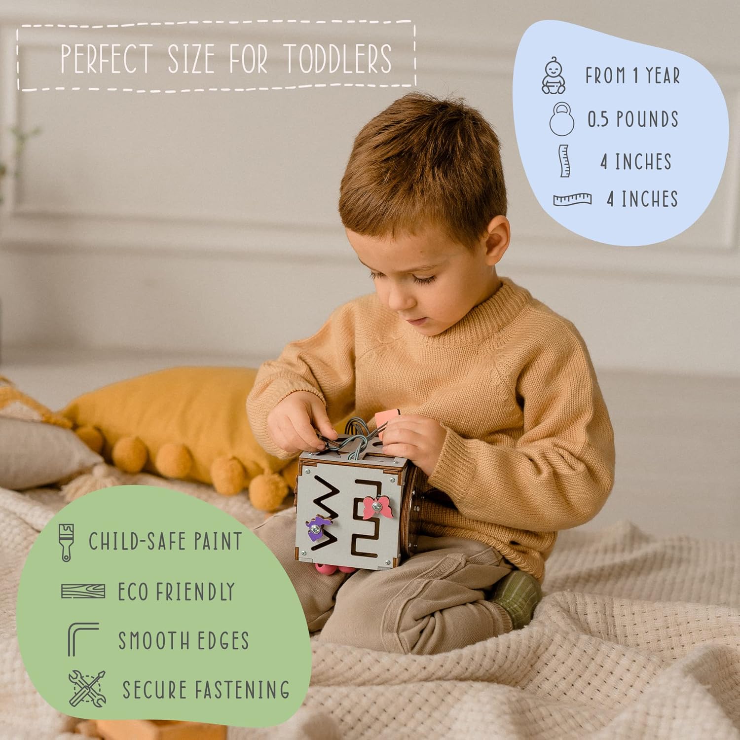 Busy Cube for Toddlers - 6-in-1 Montessori Learning Toy