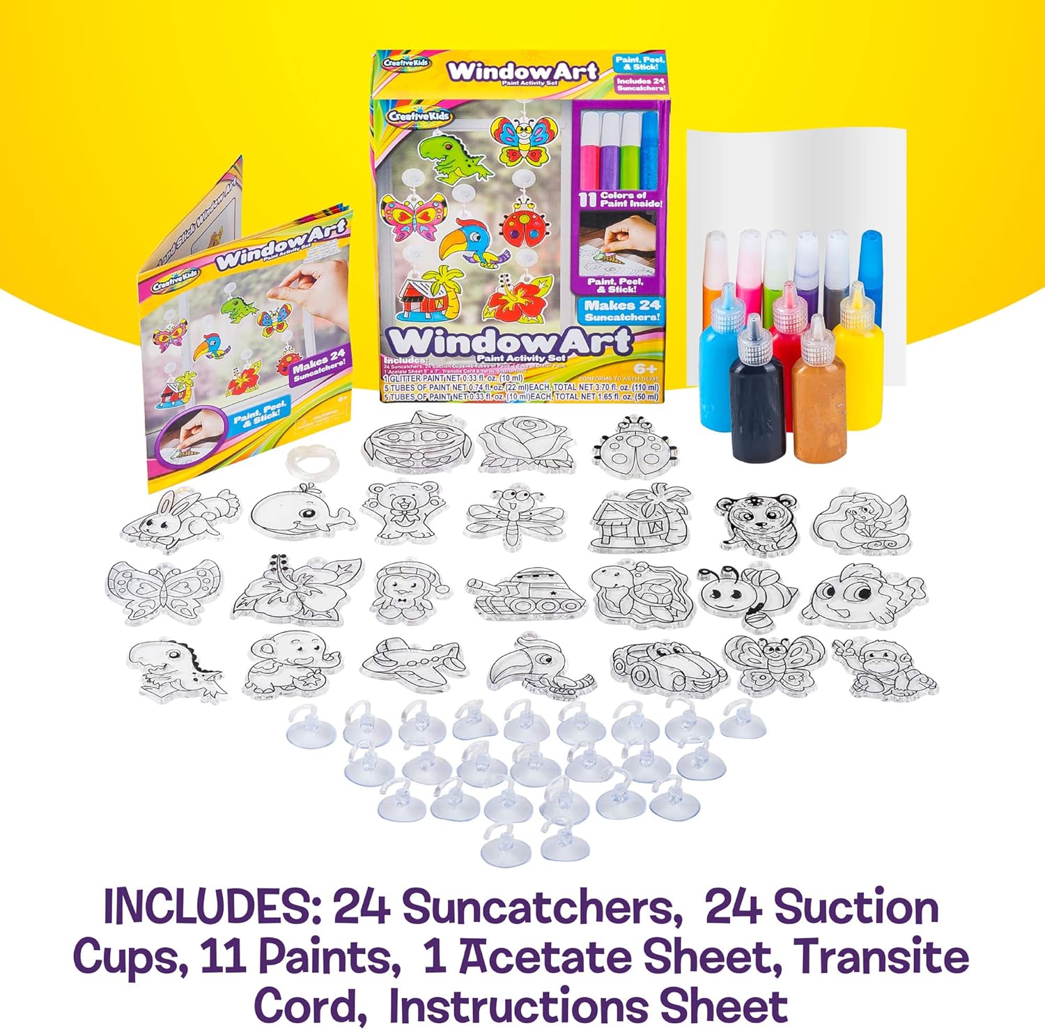Creative Kids Window Paint Art Kit - 24 Suncatchers Set