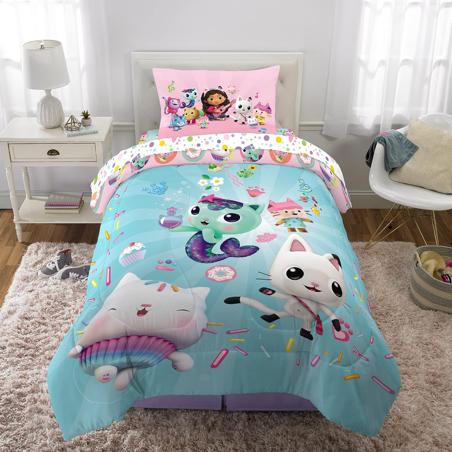 Franco DreamWorks Gabbys Dollhouse 4-Piece Twin Bedding Set