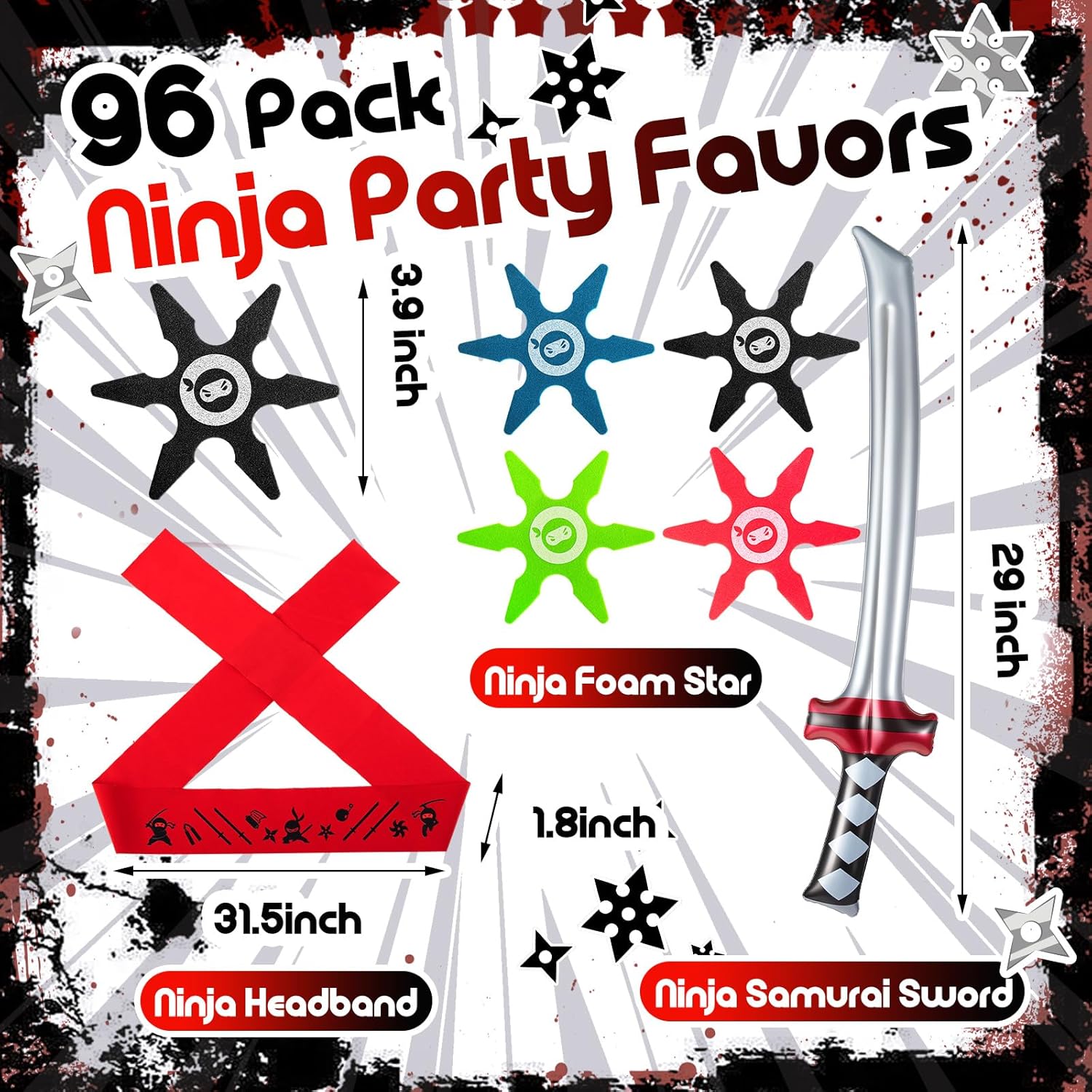 Deekin 48 Pcs Ninja Party Favor Pack