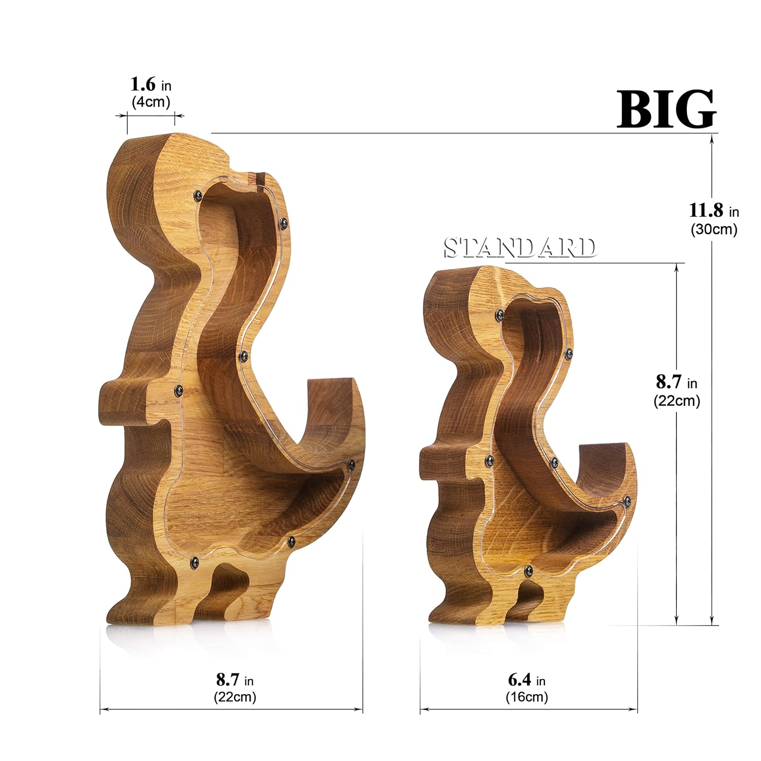 Woodpresent T-Rex Dinosaur Piggy Bank - Personalized Saving Box for Kids