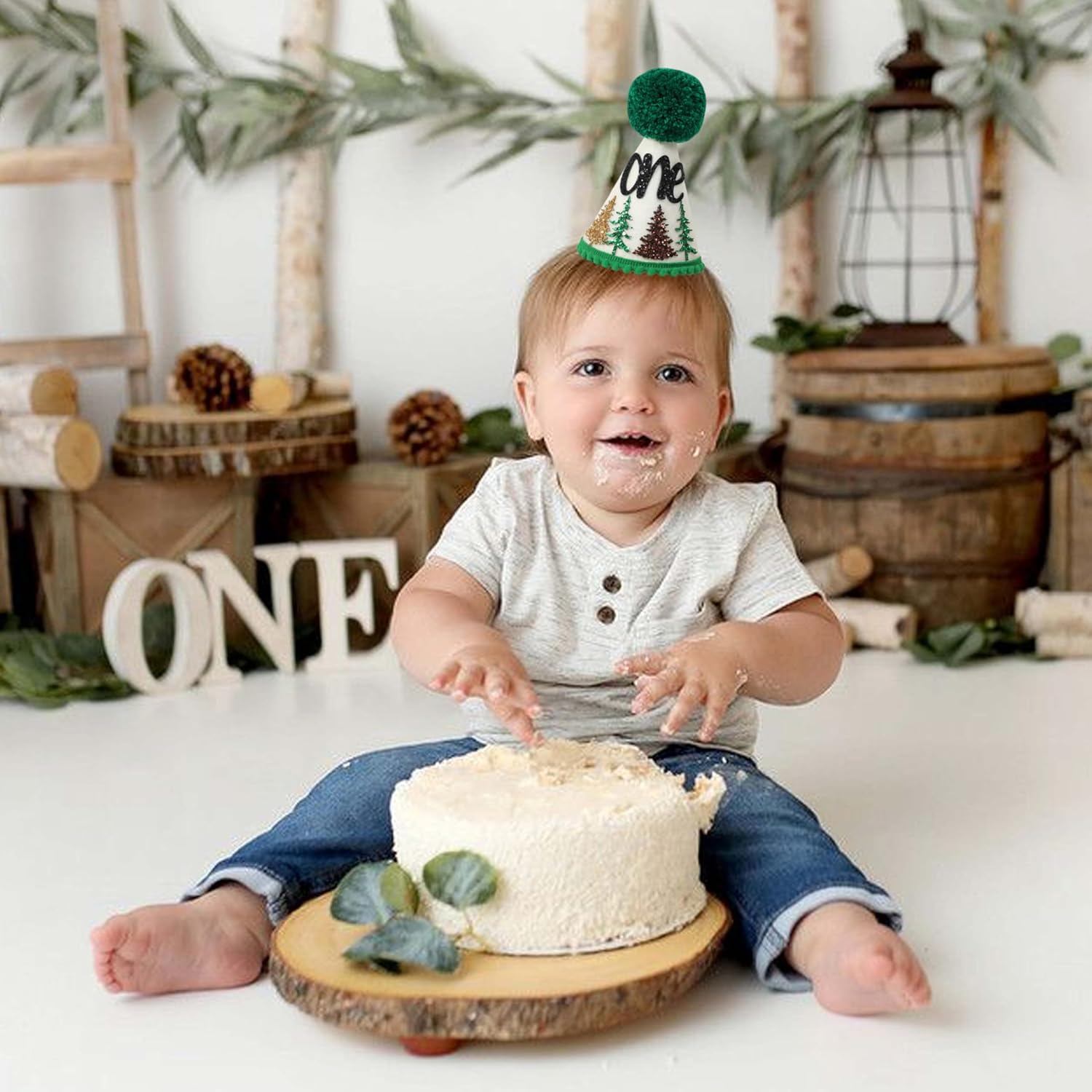 Happy Camper Woodland 1st Birthday Hat for Boys 1