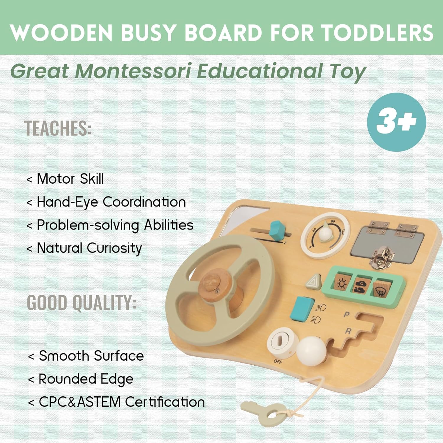 Montessori Busy Board for Toddlers 1-3 Years Old