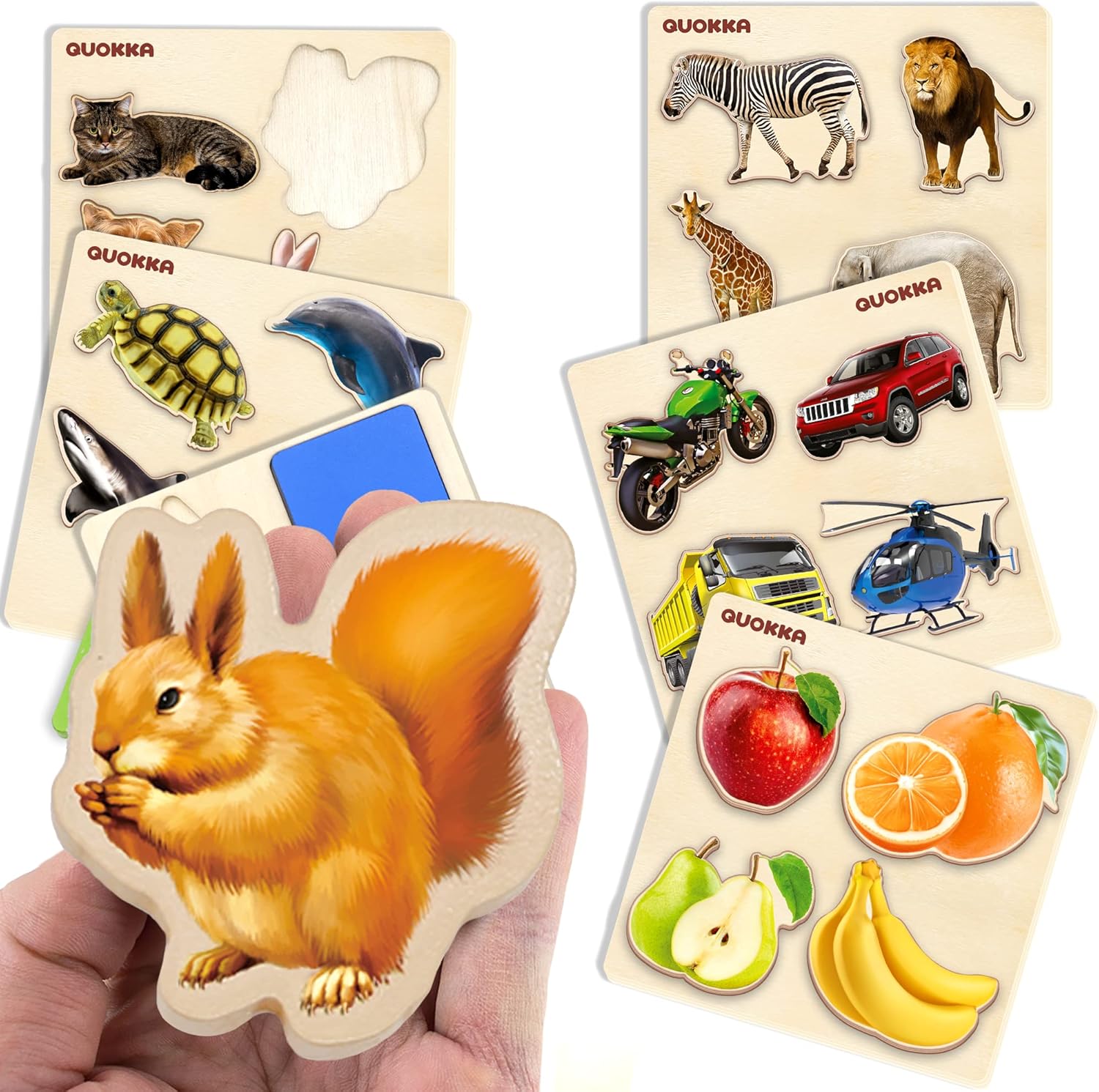 QUOKKA Wooden Peg Puzzles for Toddlers 1-3