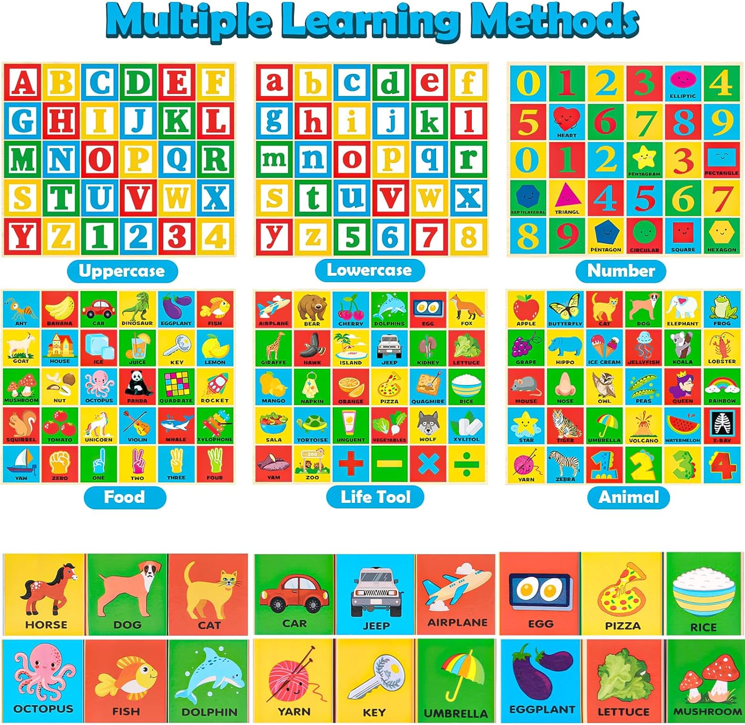 Atoylink Alphabet Number Wooden Stacking Blocks for Toddlers 1-3