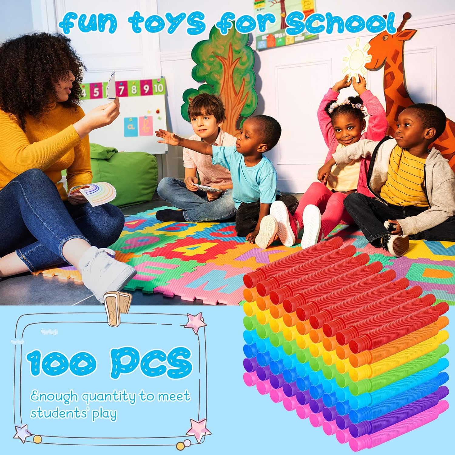 Civaner 100 Piece Fidget Tube Sensory Toy Pack