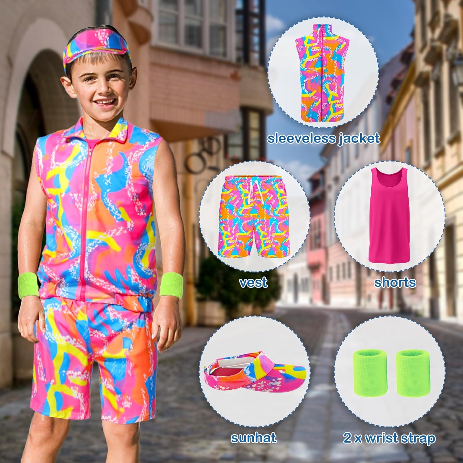 80s Workout Costume for Kids Halloween Cosplay Set