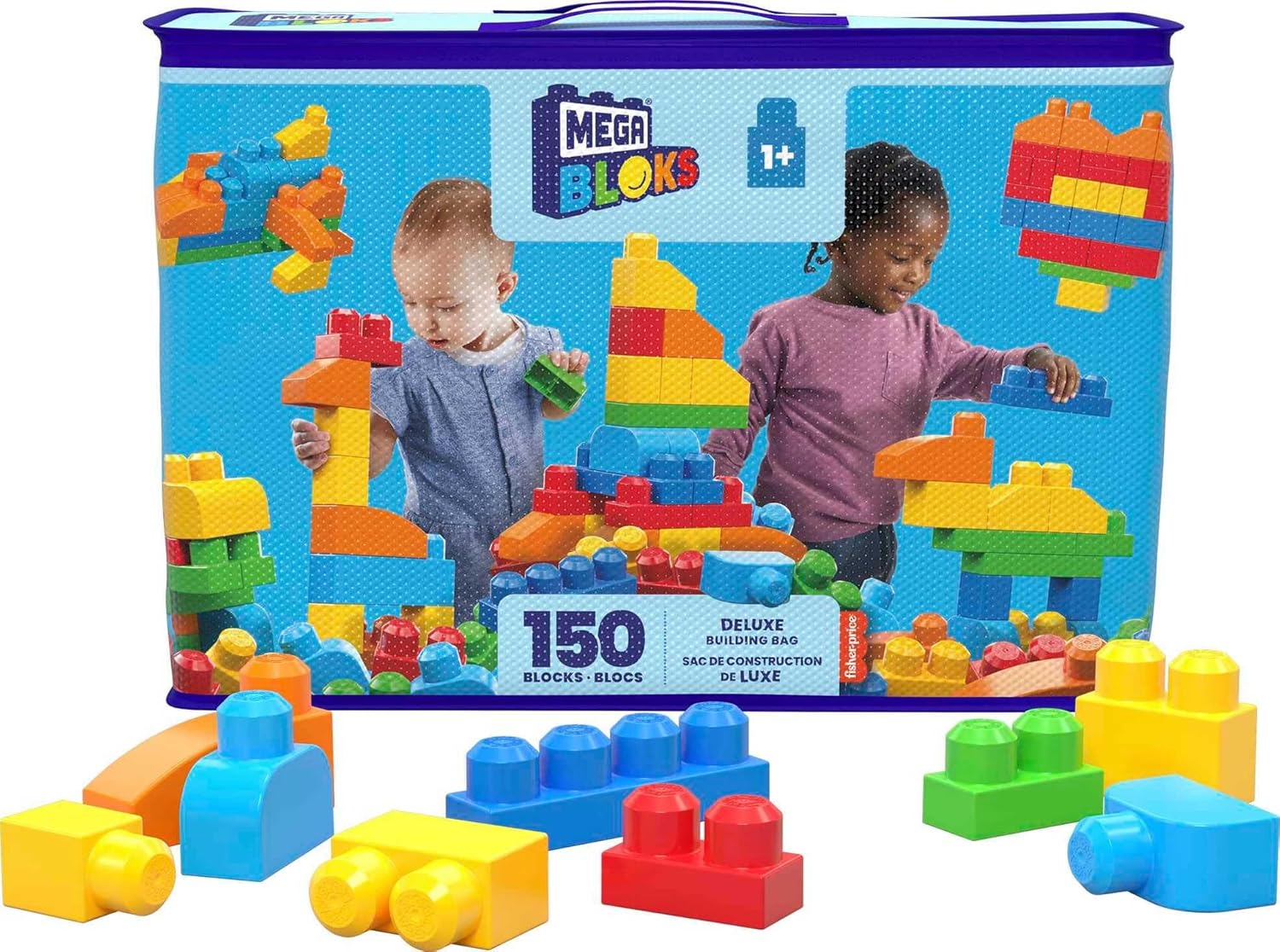 MEGA BLOKS First Builders Building Blocks Set 150 Pieces Blue Ages 1