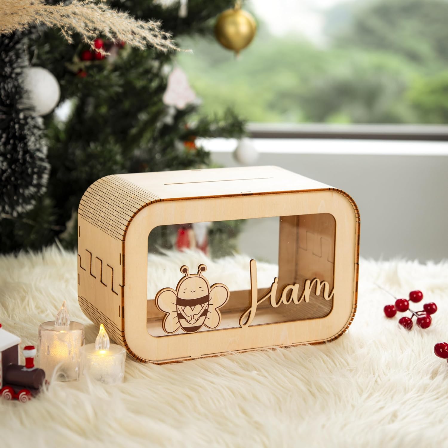 Kiuties Wooden Piggy Bank - Personalized Kids Savings Toy