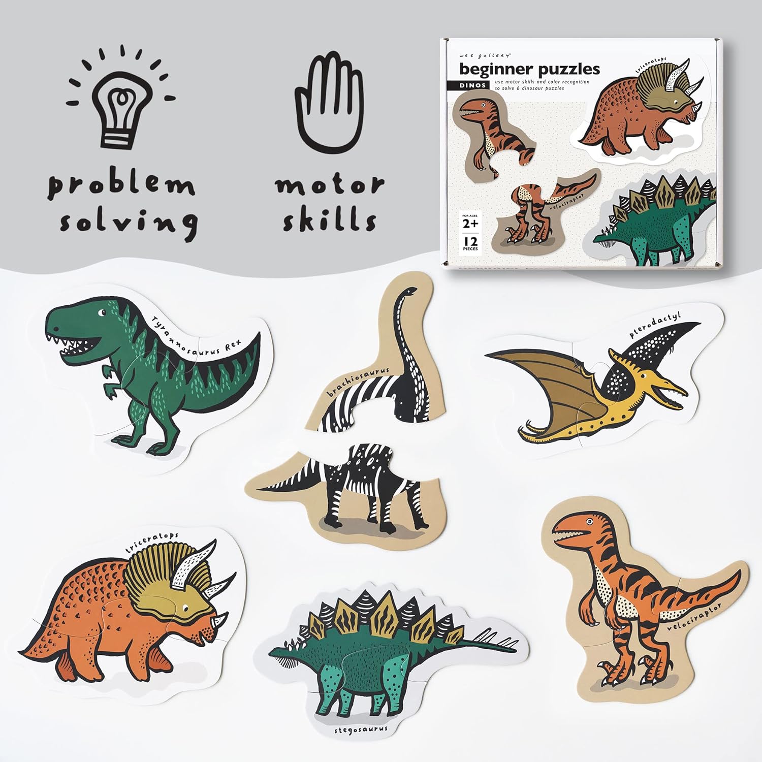 Wee Gallery Dinos Puzzle 12 Pieces 6 Puzzles