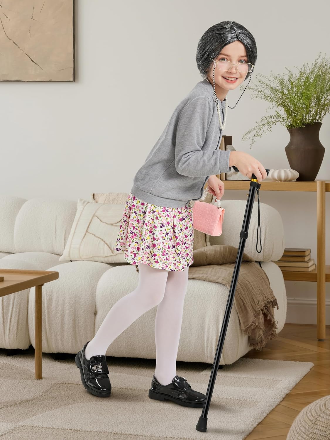 Gnodio Old Lady Costume for Kids 100 Days School