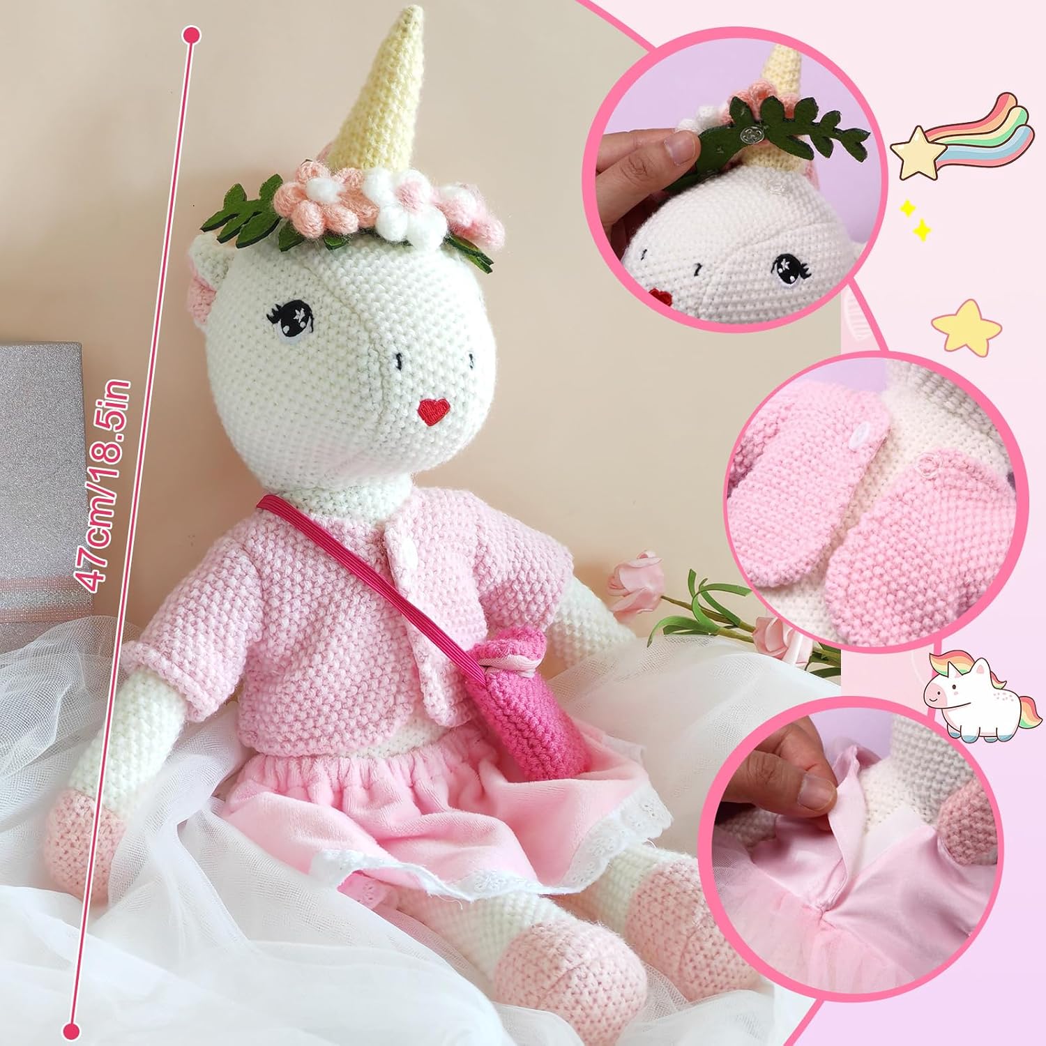 Toylink Unicorn Doll Stuffed Animal Toy Set for Girls