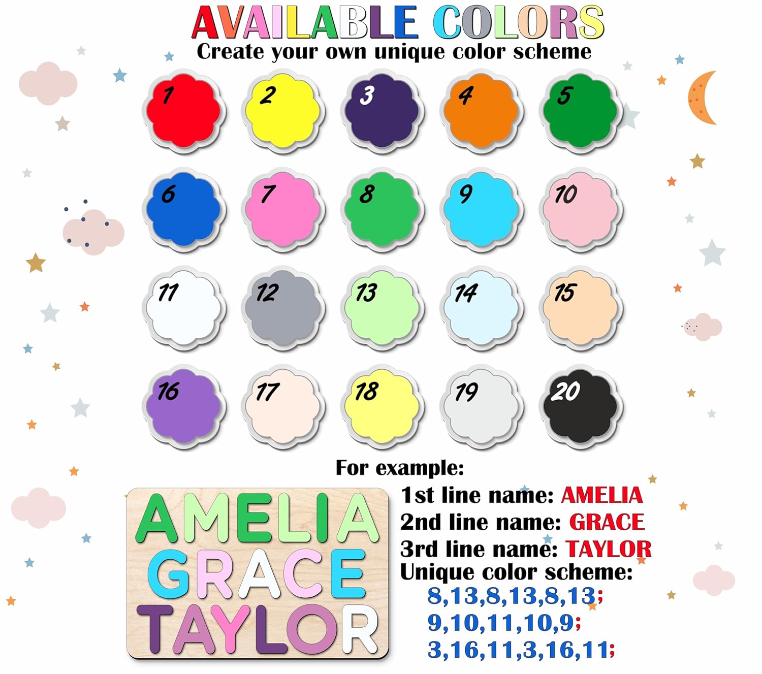 Wooden Three-Name Puzzle for Kids Personalized