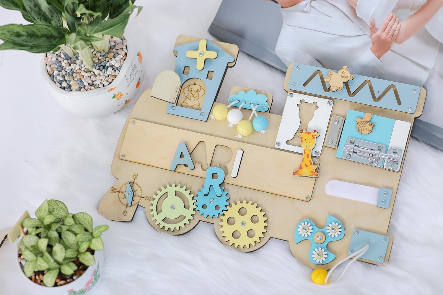 Customized Name Puzzle for Toddlers Montessori Wooden Busy Board