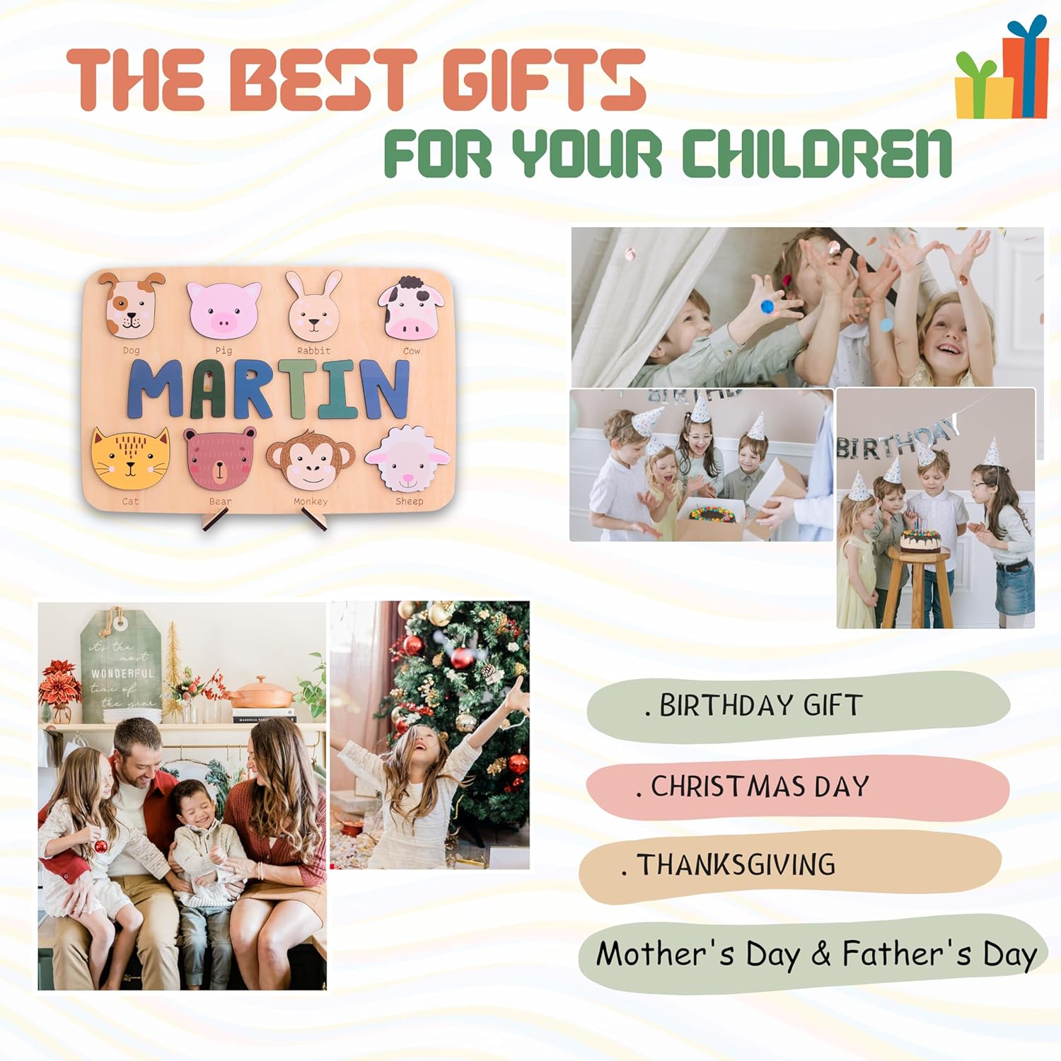 Personalized Name Puzzle for Toddlers - Custom Animal Design